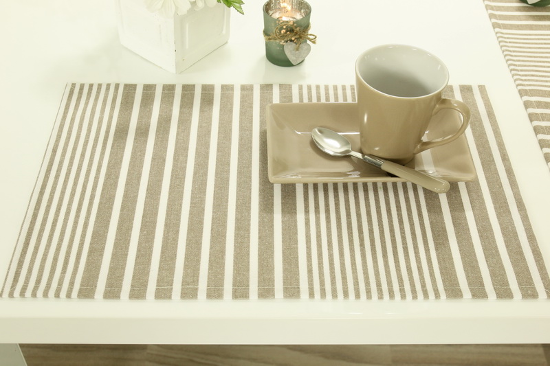 Tischset abwaschbar Braun Weiß gestreift janita Größe 32x42 cm