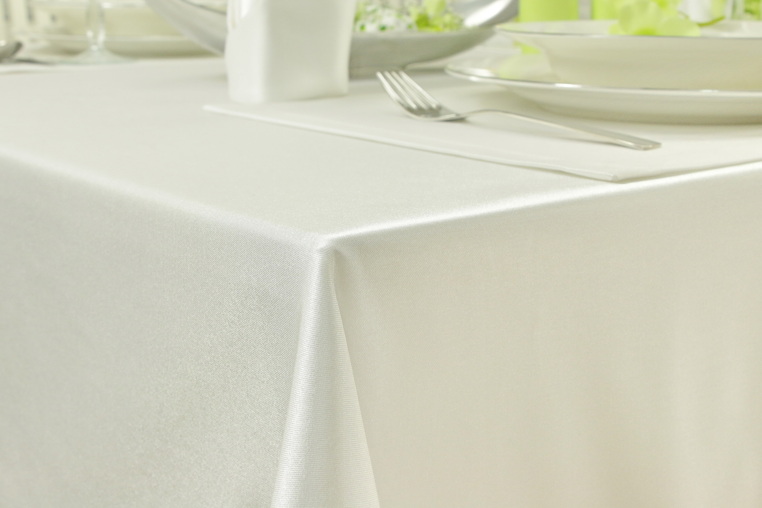 Damast Tischdecke Weiß uni SCIDA Breite 140 cm