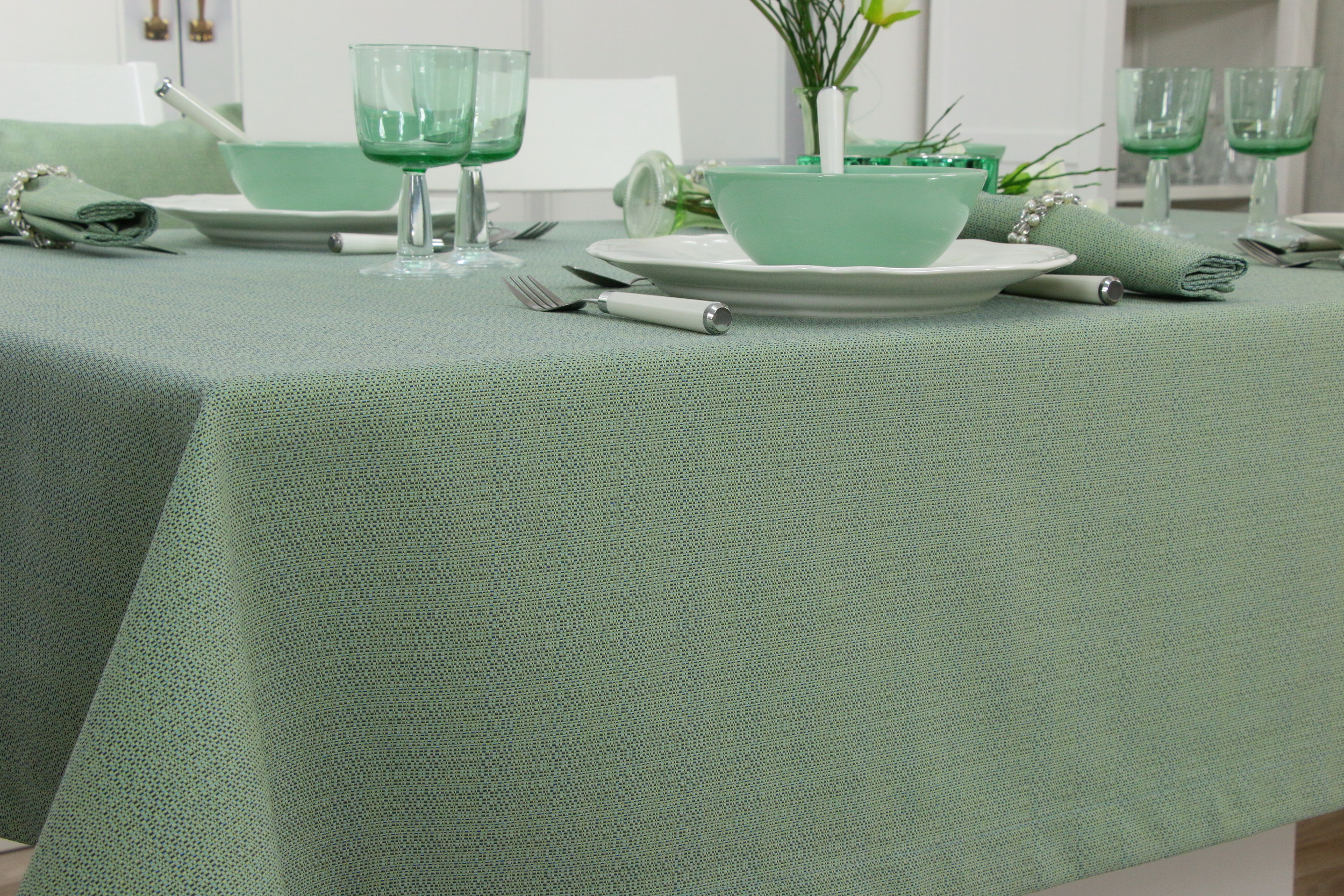 Tischdecke mit Fleckschutz Grün Alma Breite 90 cm