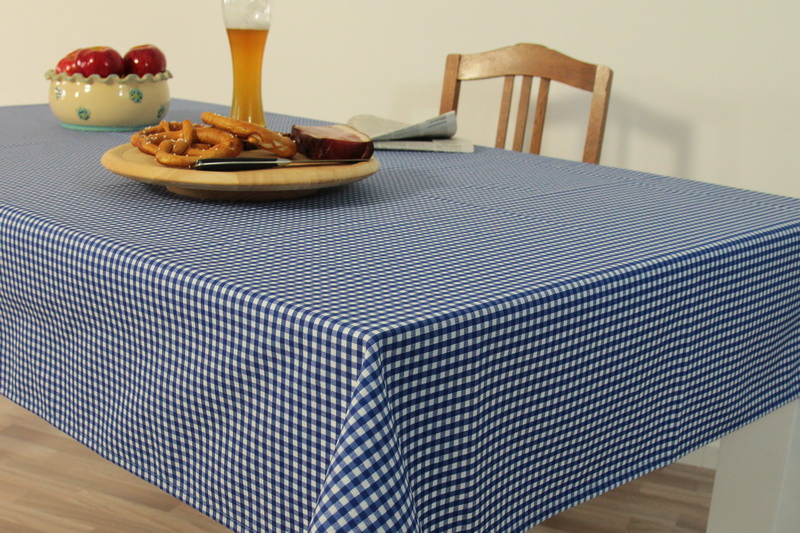 Abwaschbare Tischdecke Blau Weiß kleines Karo Franz Breite 158 cm
