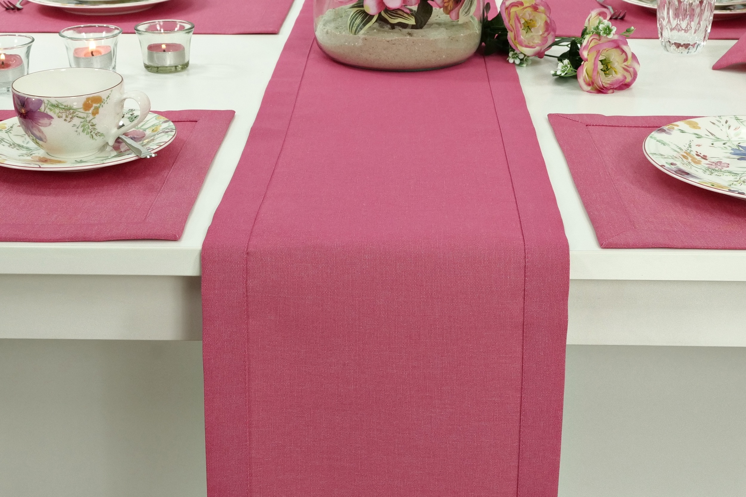 Tischläufer mit Fleckschutz Pink uni Outside Breite 30 cm