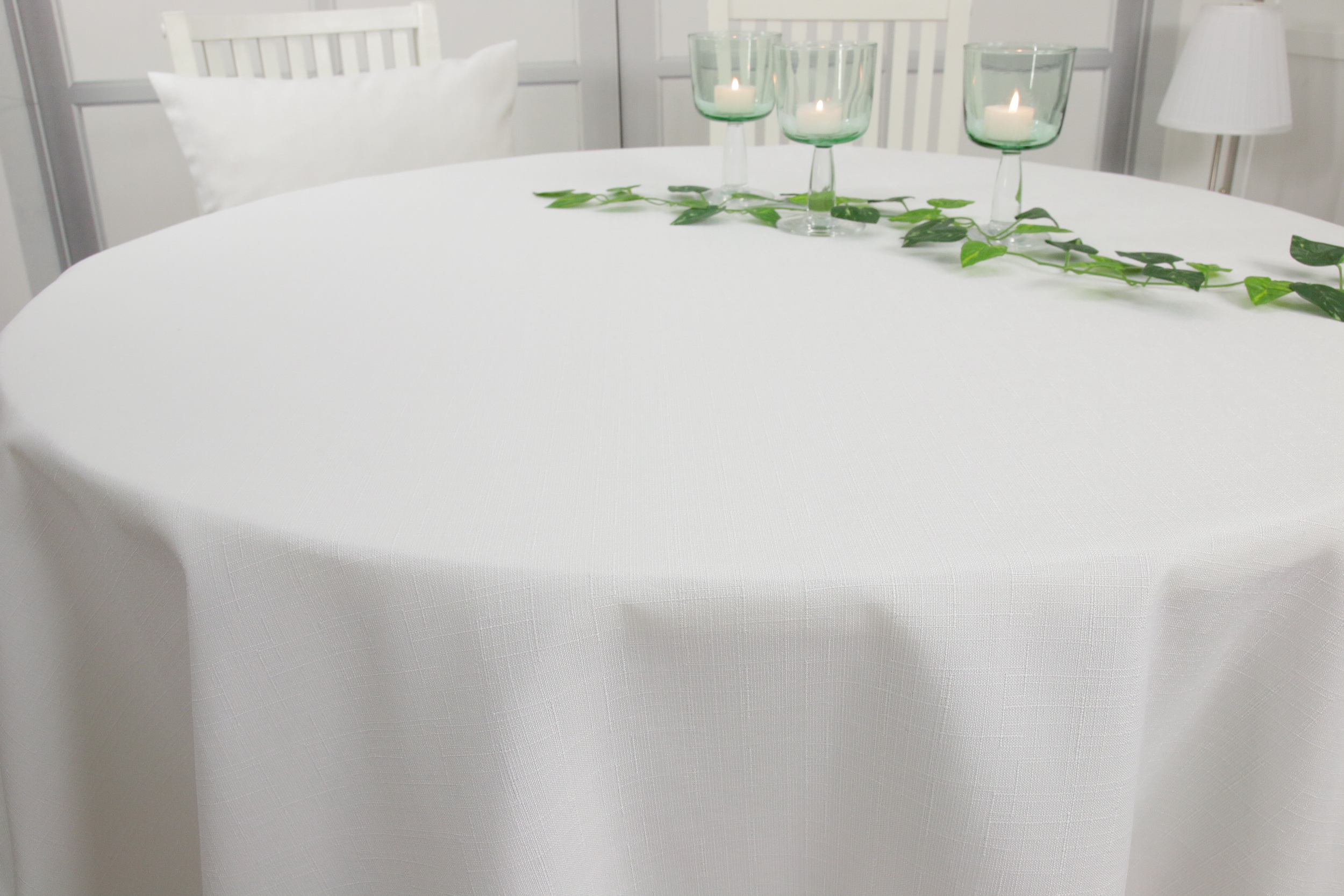 Tischdecke mit Fleckschutz Weiß Creme einfarbig Malaga ab 80 cm bis 170 cm RUND
