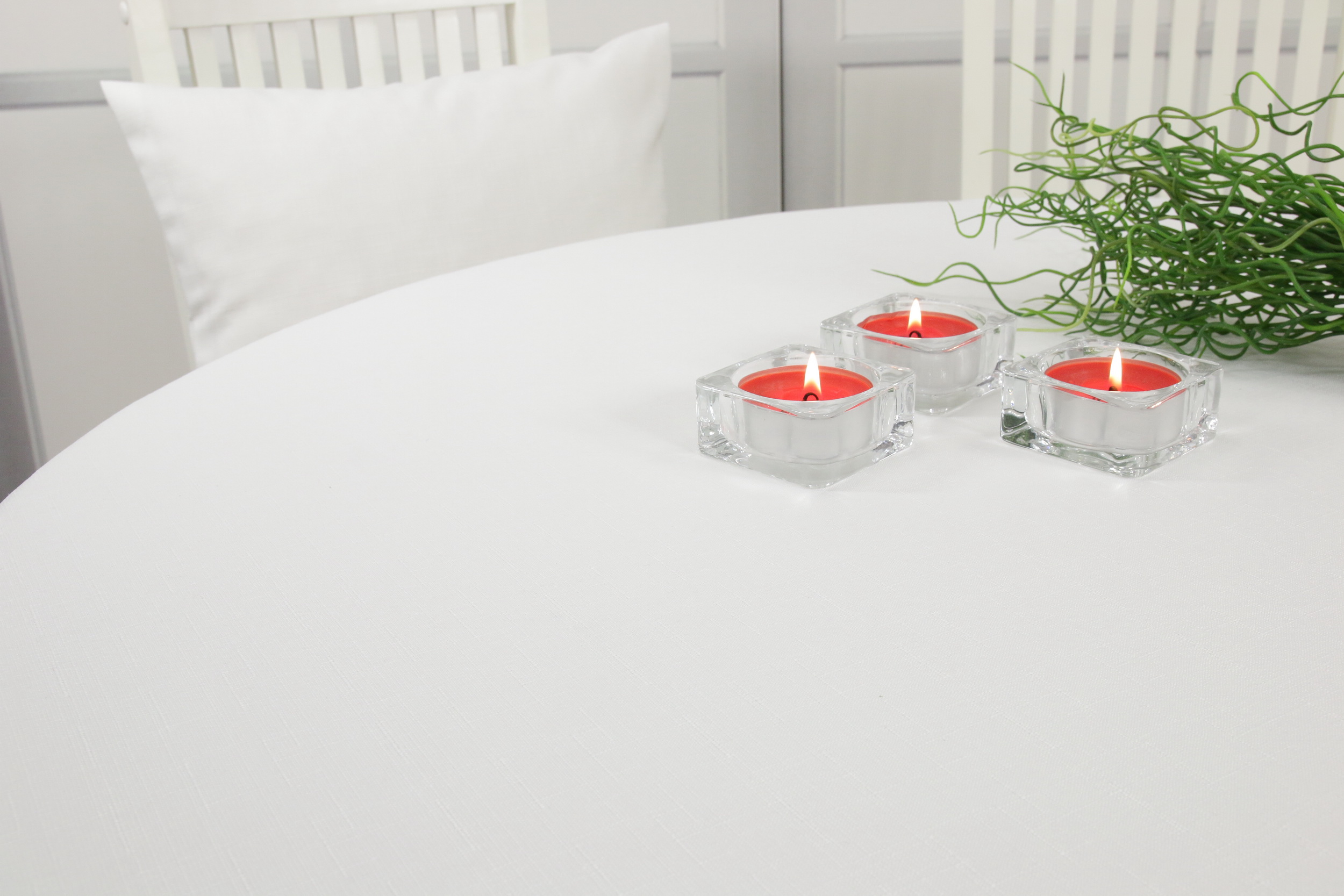 Tischdecke mit Fleckschutz Weiß Creme einfarbig Malaga Breite 130 cm OVAL