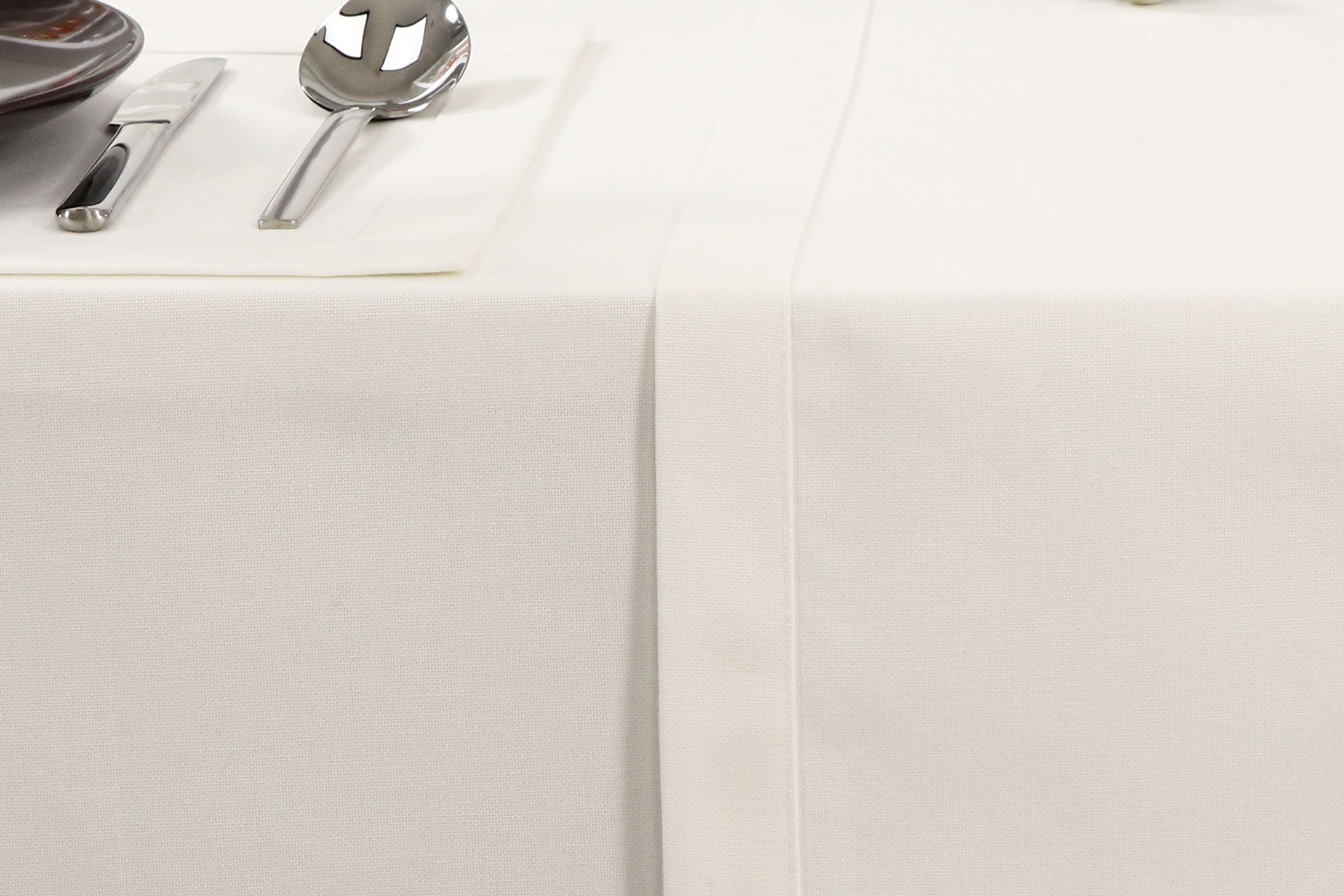 Tischdecke Creme Weiß ohne Muster Breite 130 cm