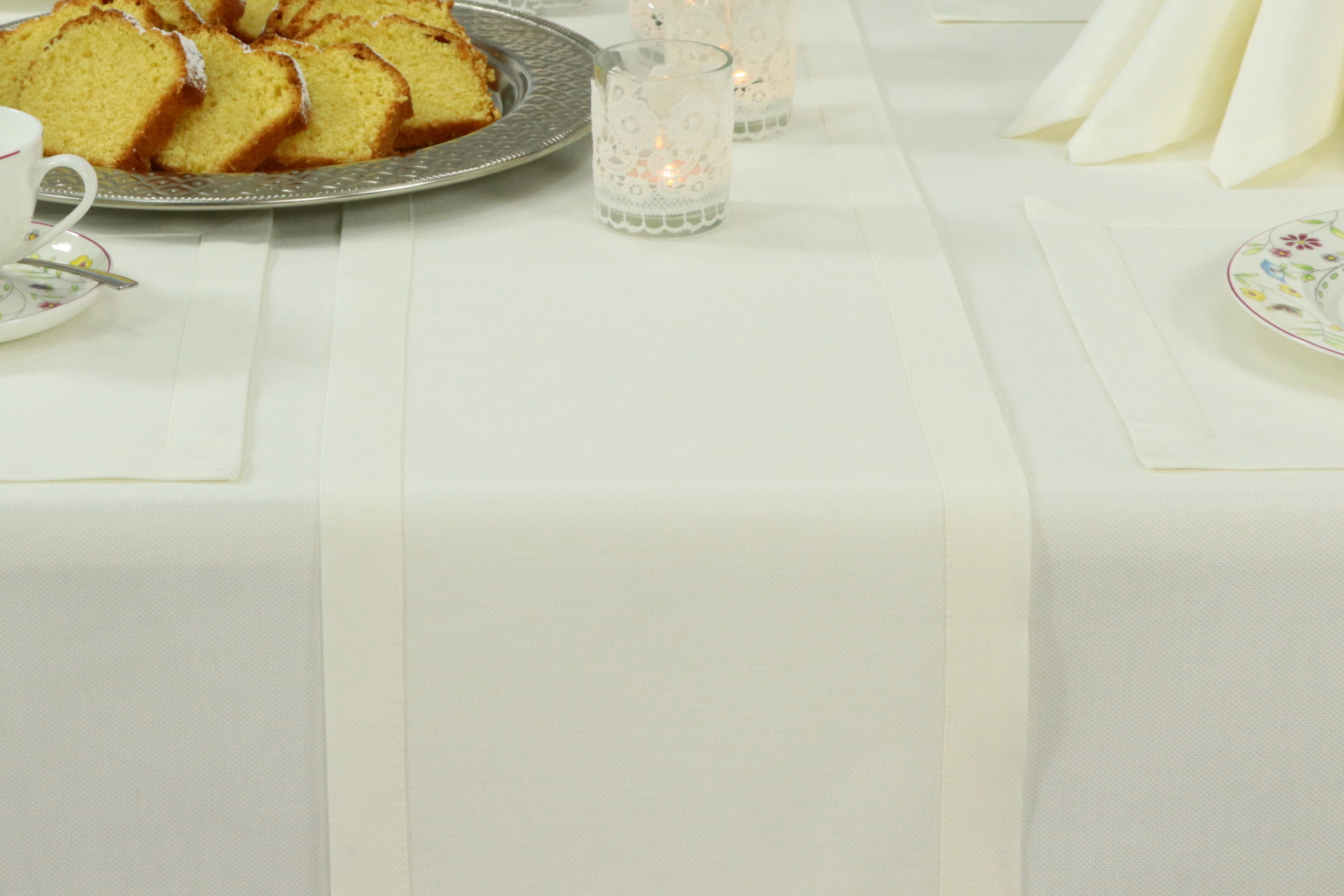 Tischläufer mit Fleckschutz Wollweiß uni Liberas Breite 40 cm