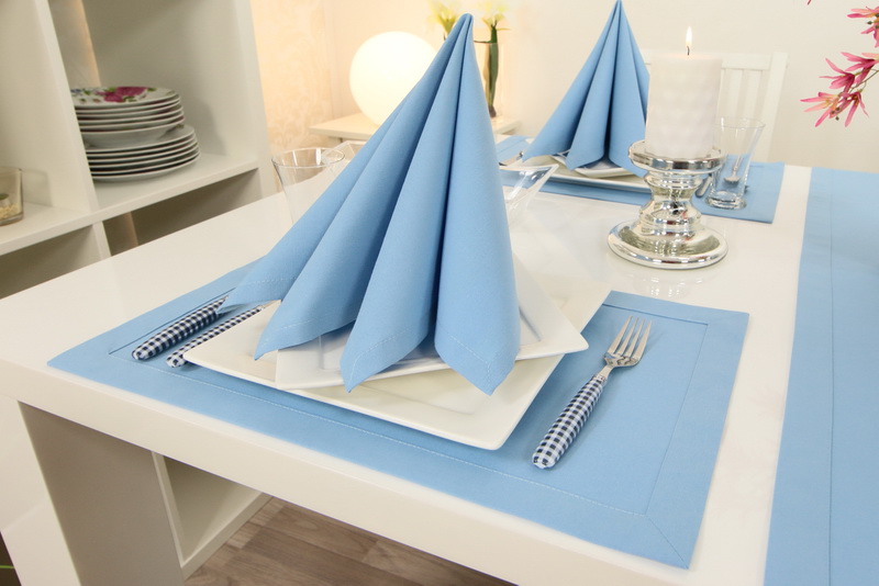 Tischset Hellblau uni Größe 32x42 cm Platzset