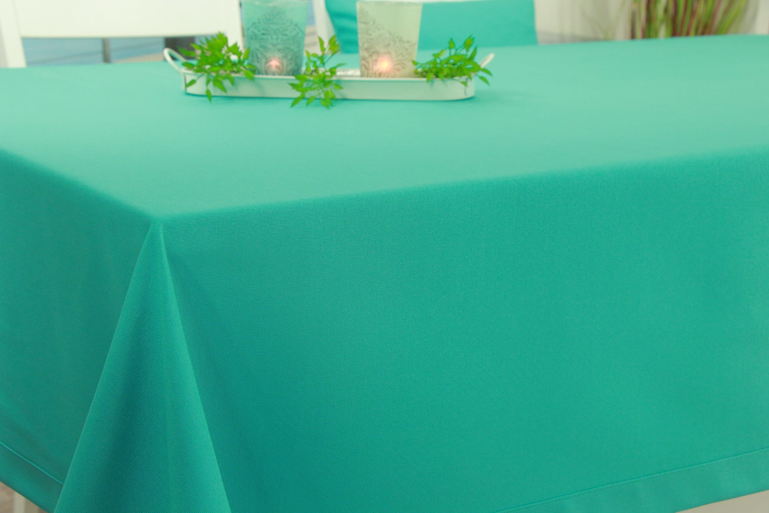 Tischdecke mit Fleckschutz Türkis einfarbig Cleans Breite 150 cm