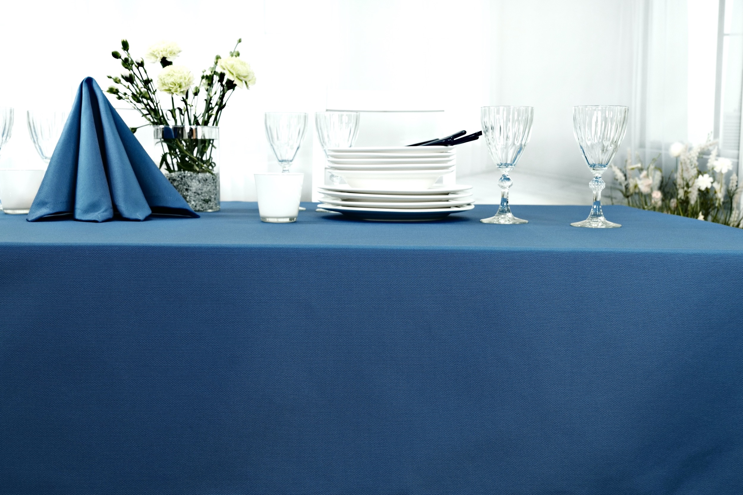 Tischdecke Blau einfarbig Vivaldi Breite 90 cm