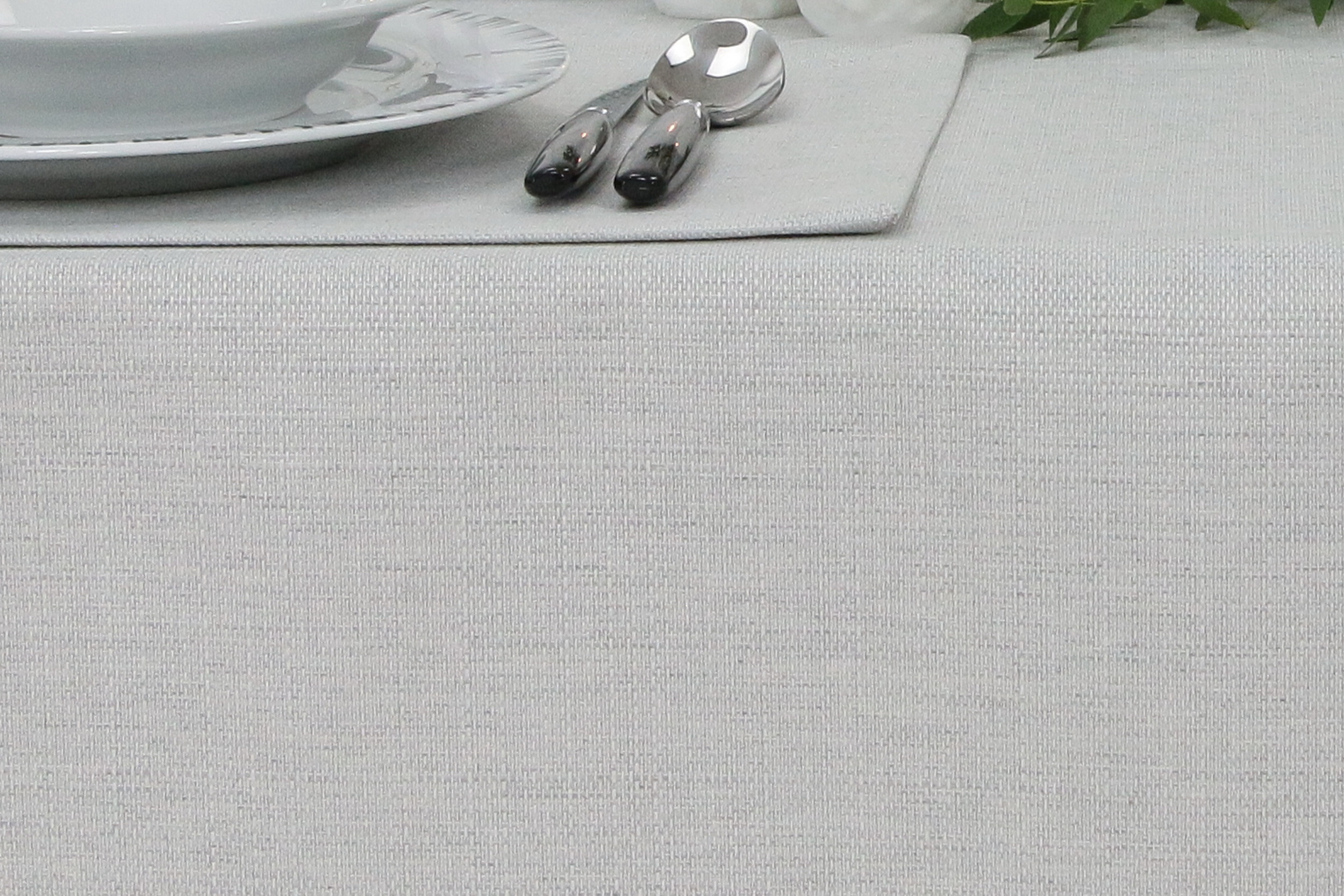 Tischdecke mit Fleckschutz Evita Perlgrau uni Breite 90 cm
