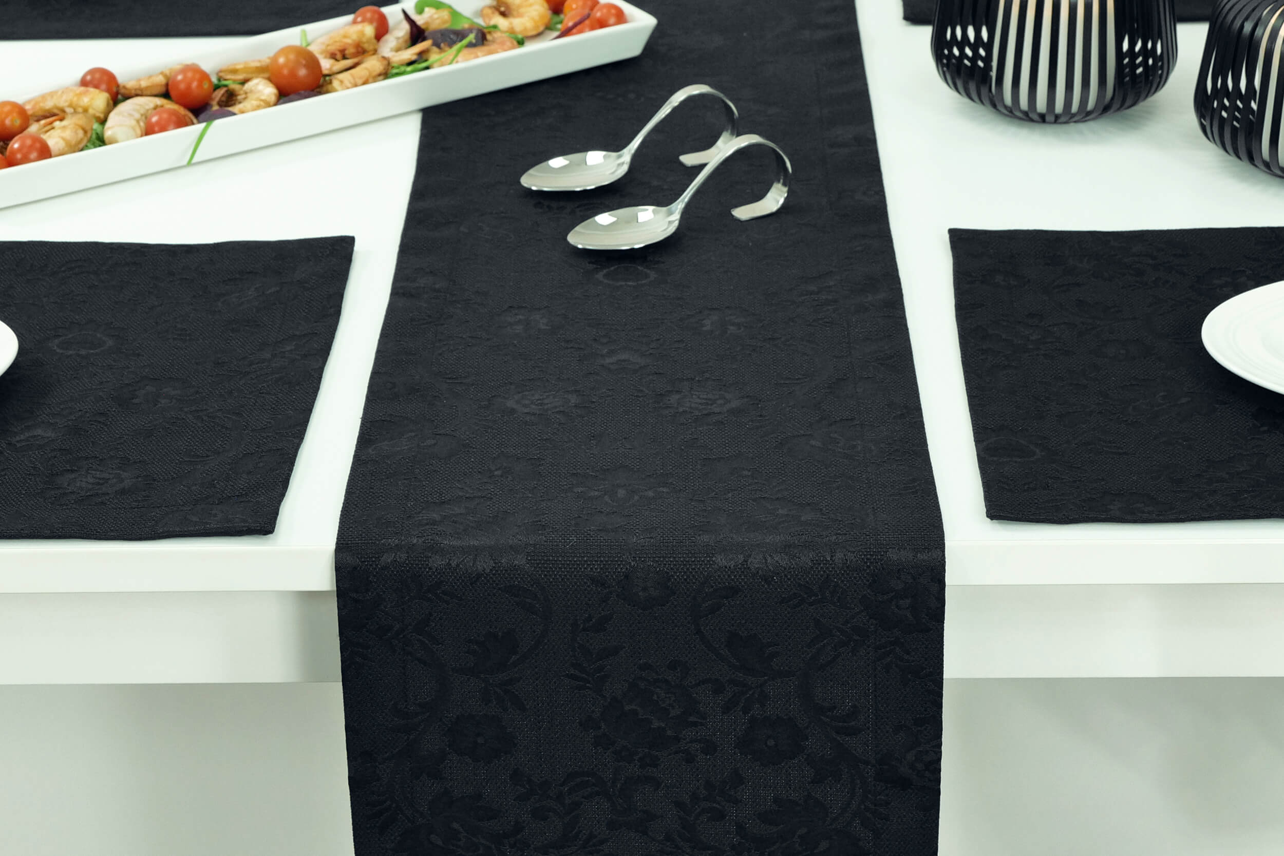 Tischläufer mit Fleckschutz Evita Schwarz Ranke Breite 40 cm