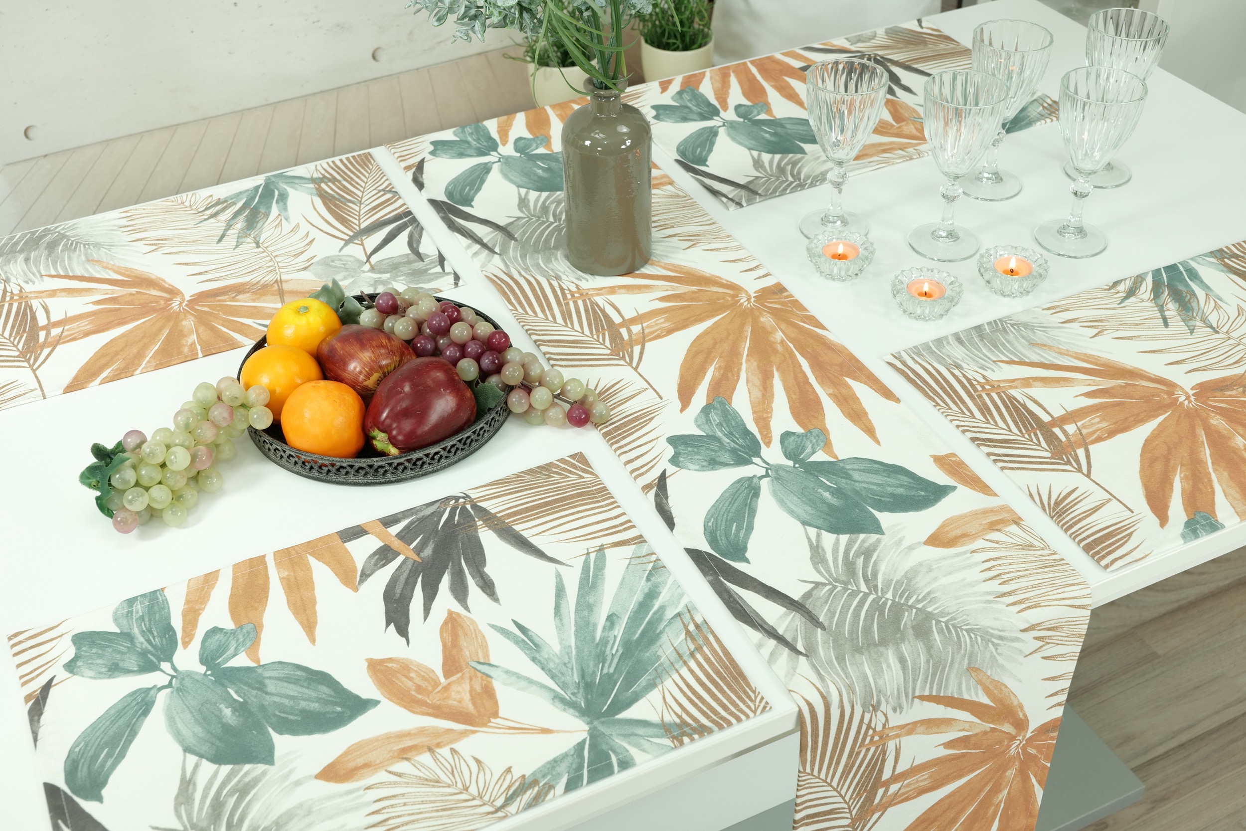 Tischset abwaschbar tropische Pflanzen Muster Malia Größe 30x48 cm Platzset