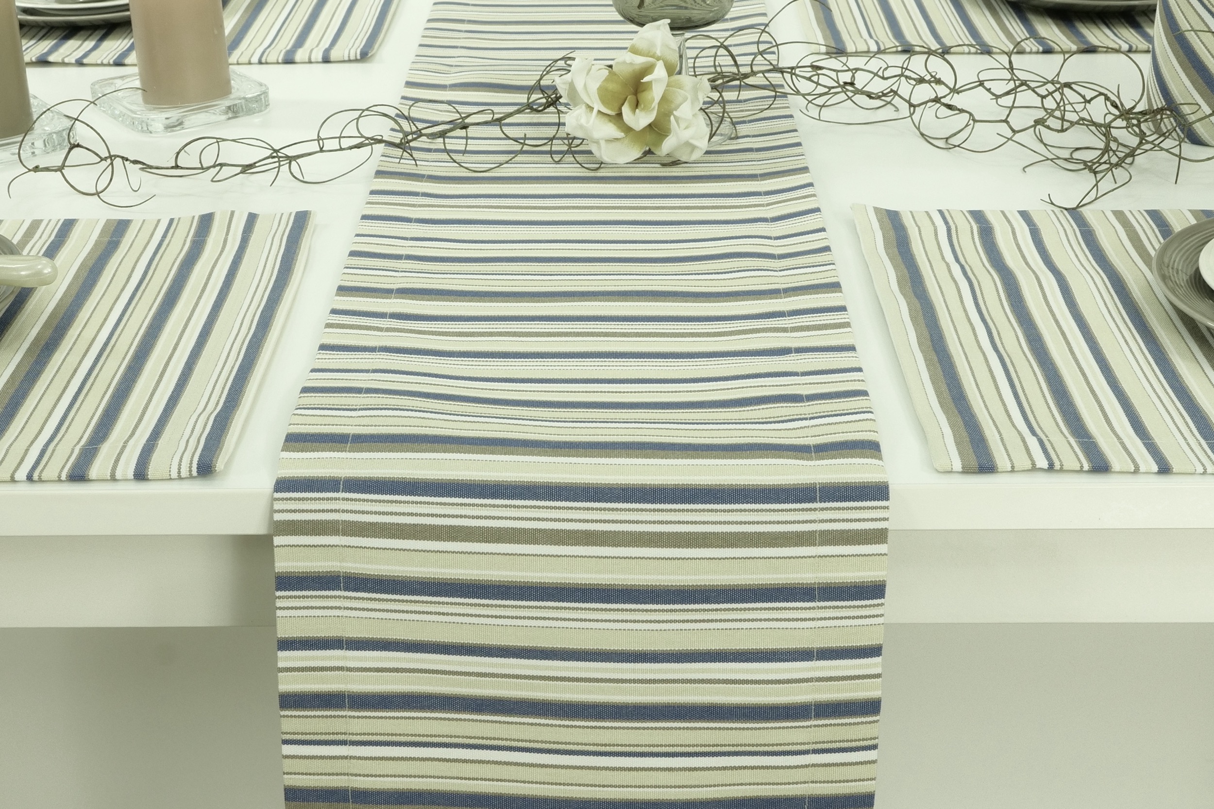 Tischläufer mit Fleckschutz Blau striped Outside Breite 40 cm