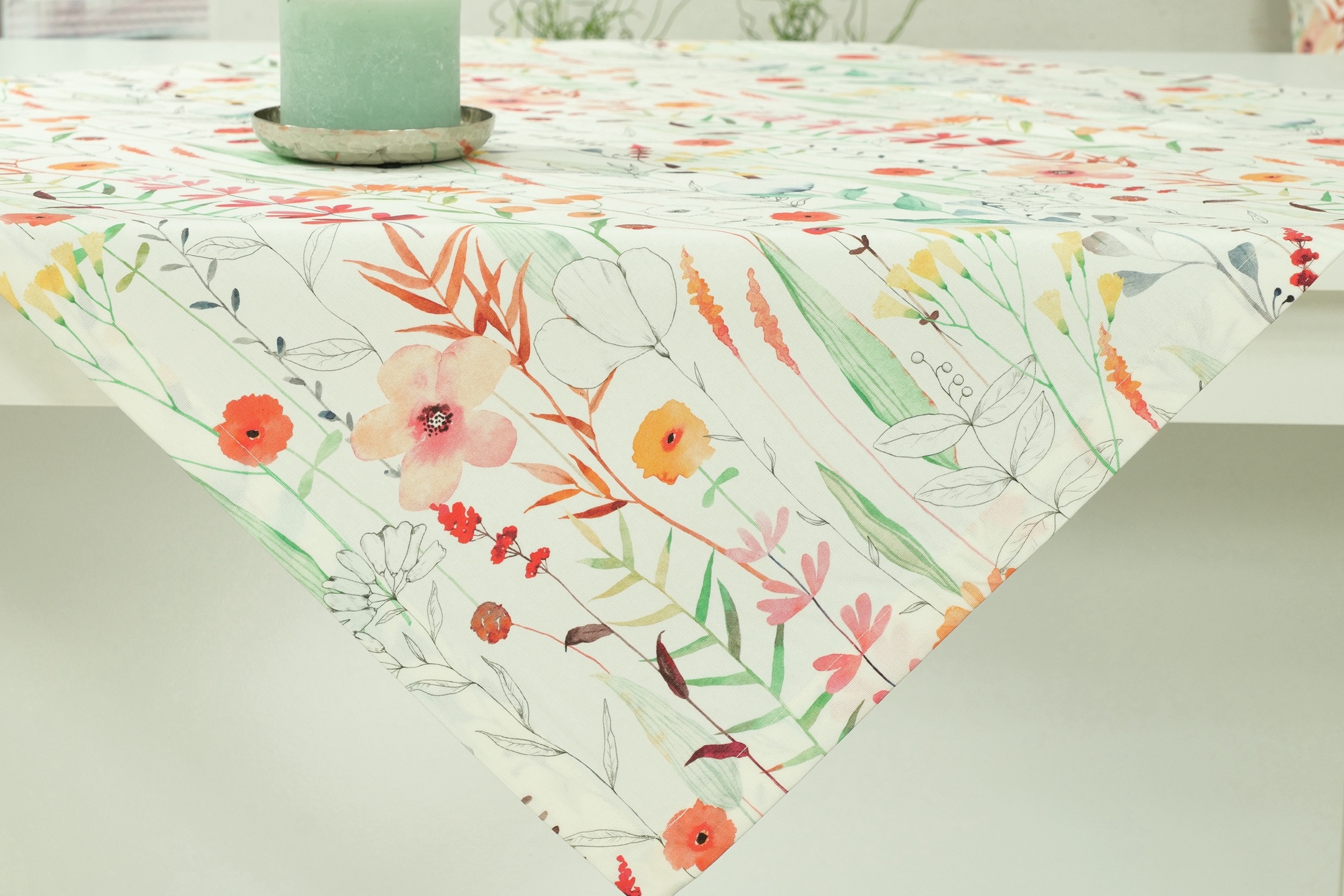 Tischdecke Garten mit Fleckschutz buntes Muster Beatrice ab 80x80 cm - 200x200 cm QUADRATISCH