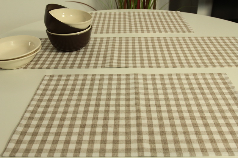 Tischset abwaschbar Natur Beige Karo Helga Größe 30x48 cm Platzset
