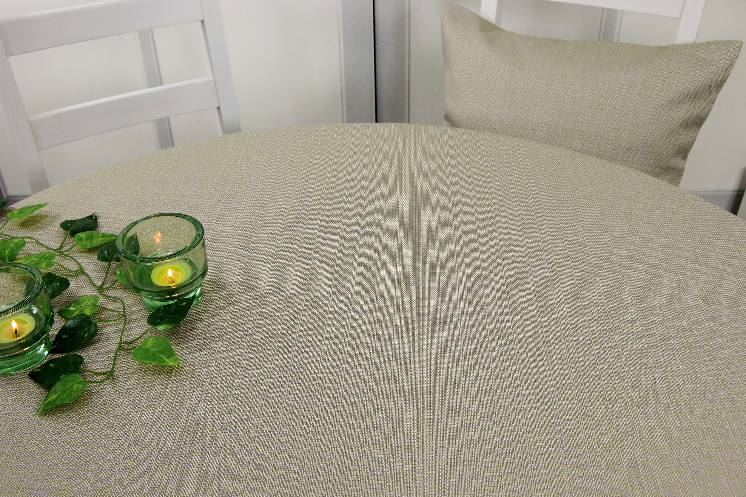 Tischdecke mit Fleckschutz Evita Perlsand Uni Breite 120 cm OVAL