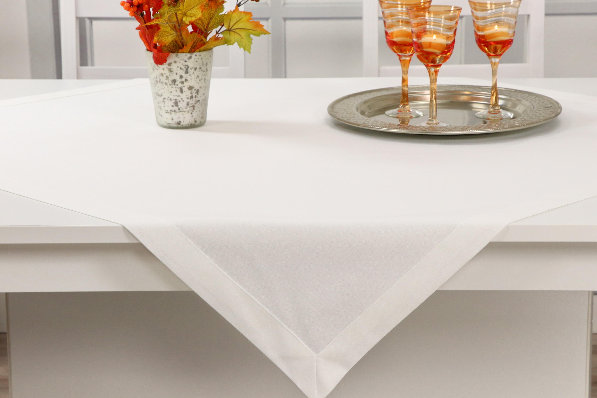 Tischdecke Creme Weiß ohne Muster ab 80x80 cm - 200x200 cm QUADRATISCH