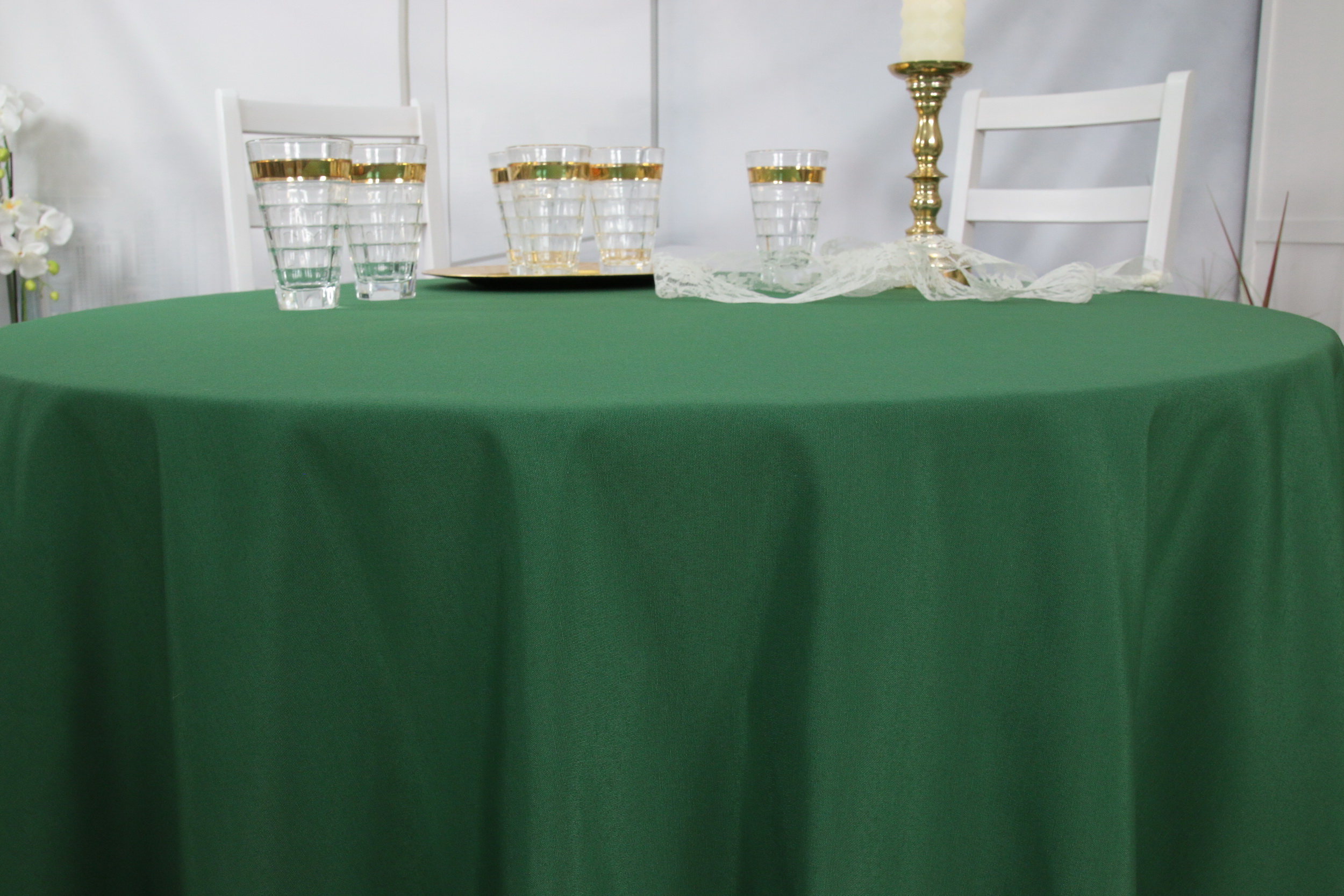 Tischdecken dunkelgrün einfarbig ab 80 cm bis 200 cm RUND