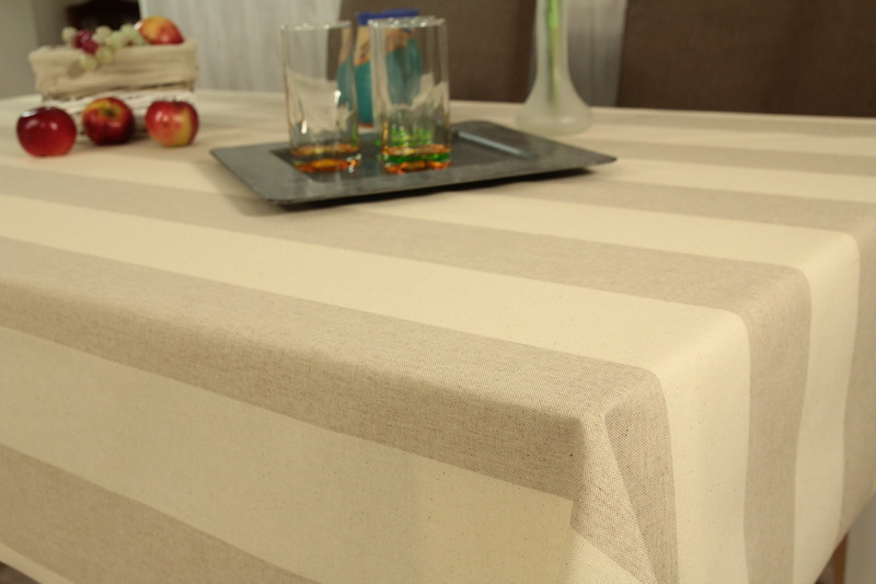 Abwaschbare Tischdecke natur beige breite Streifen Breite 120 cm