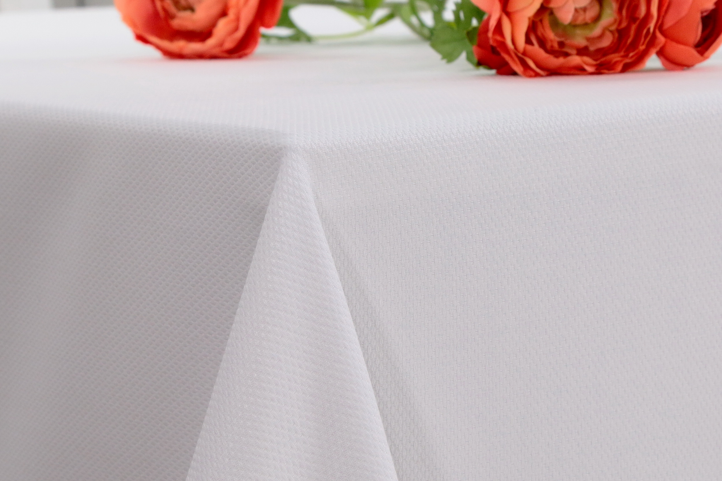 Tischdecke Weiß einfarbig feines Rautenmuster Breite 90 cm