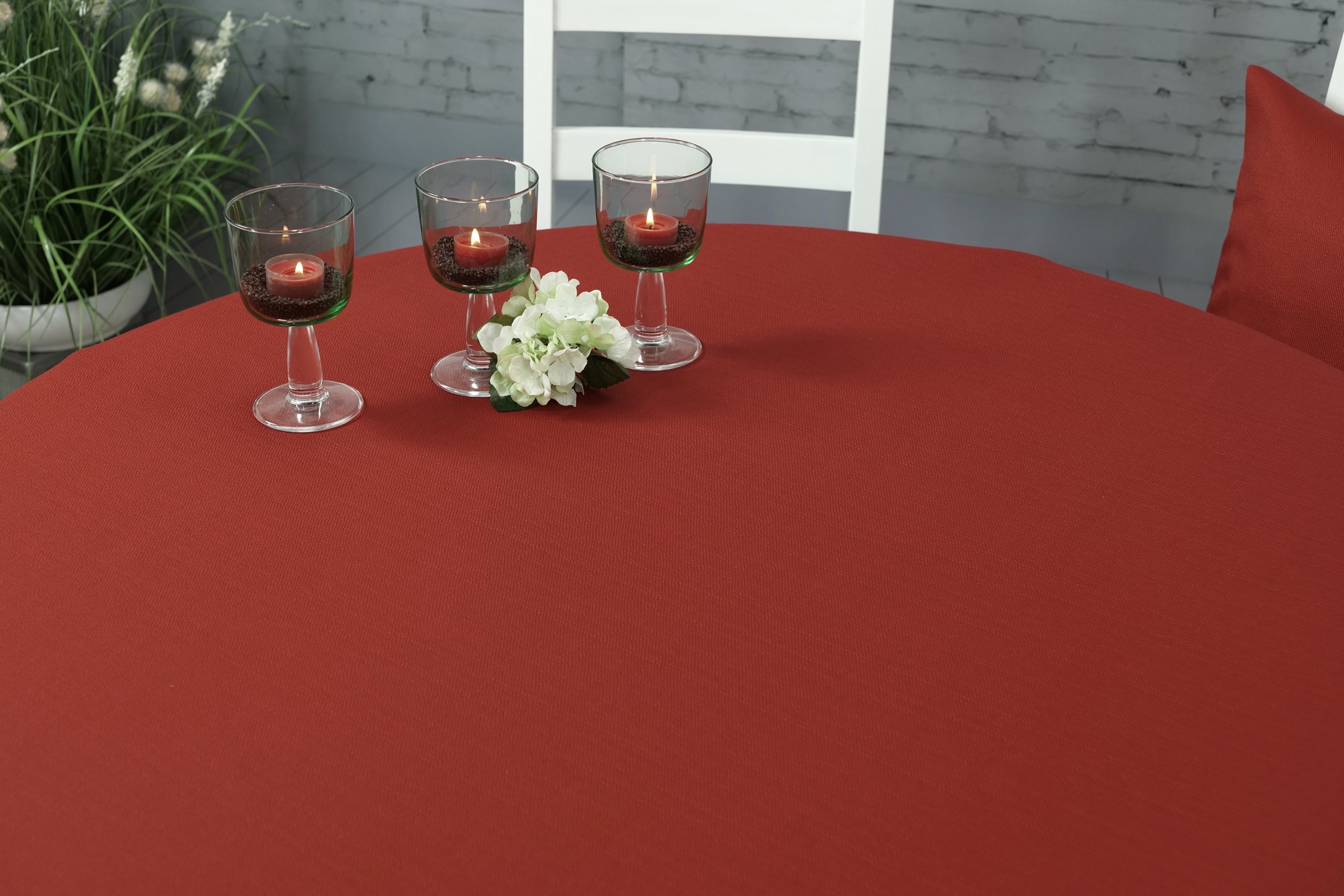 Tischdecke mit Fleckschutz  Evita Rot Uni Breite 100 cm OVAL