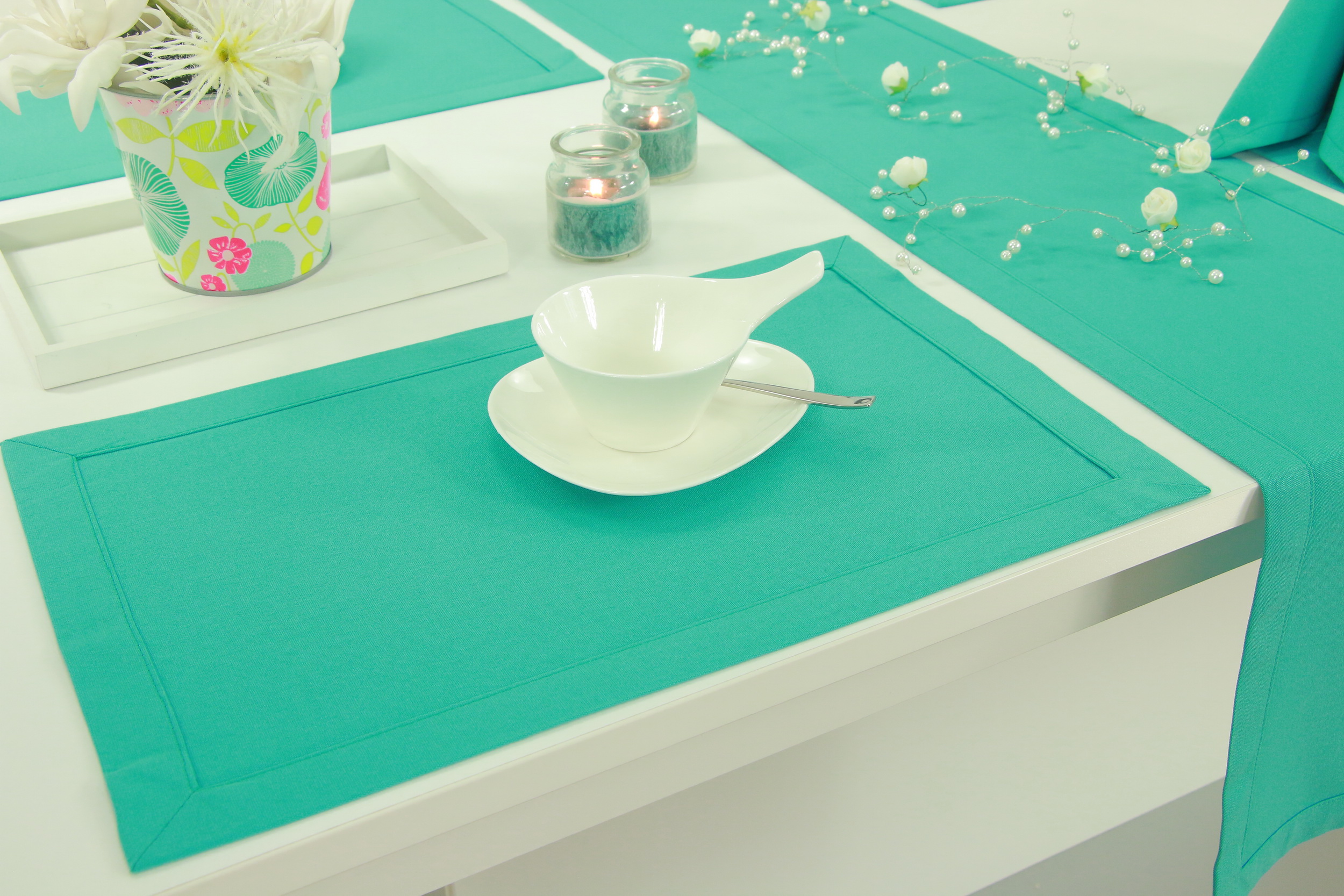Tischset mit Fleckschutz Türkis einfarbig Cleans Größe 32x42 cm Platzset