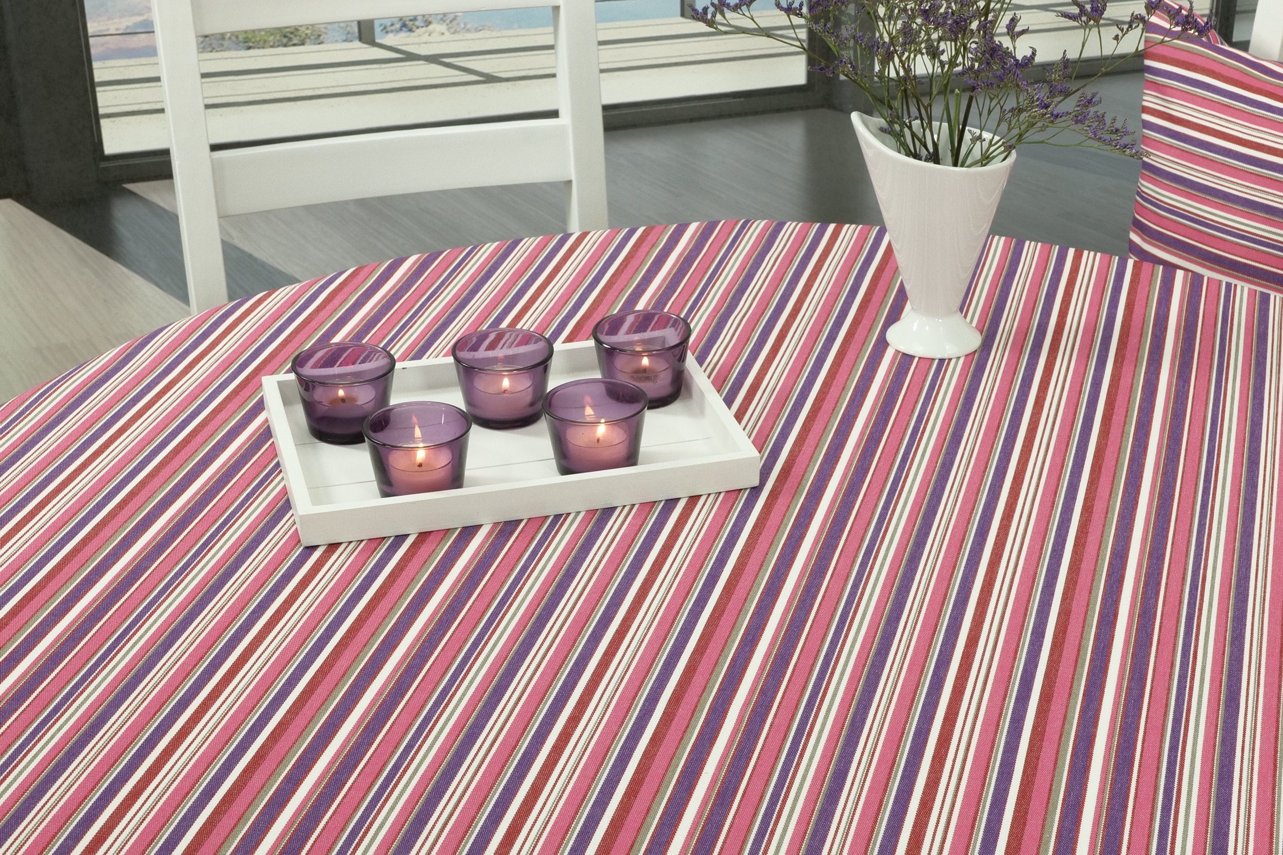 Tischdecke mit Fleckschutz Pink striped Outside Breite 90 cm OVAL