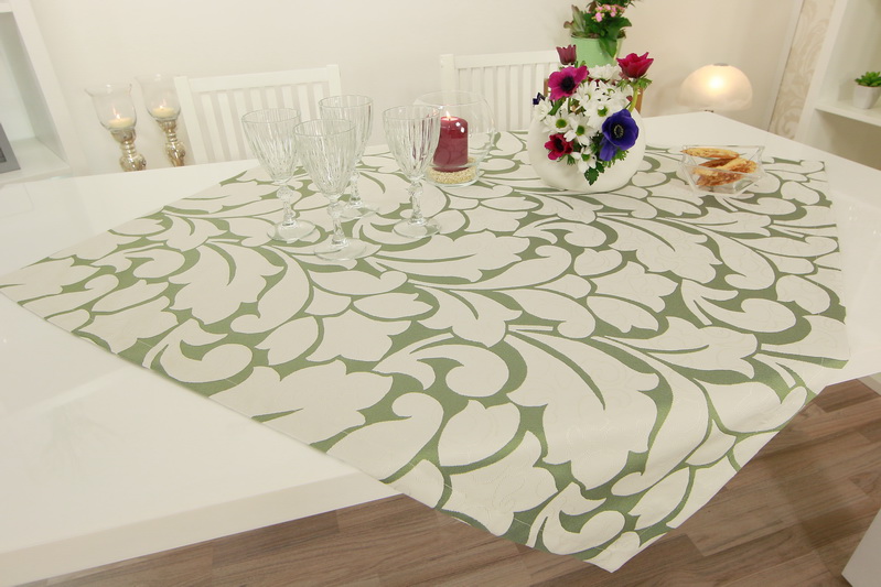 Tischwäsche Queens Smaragdgrün Muster ab 80x80 cm - 200x200 cm QUADRATISCH