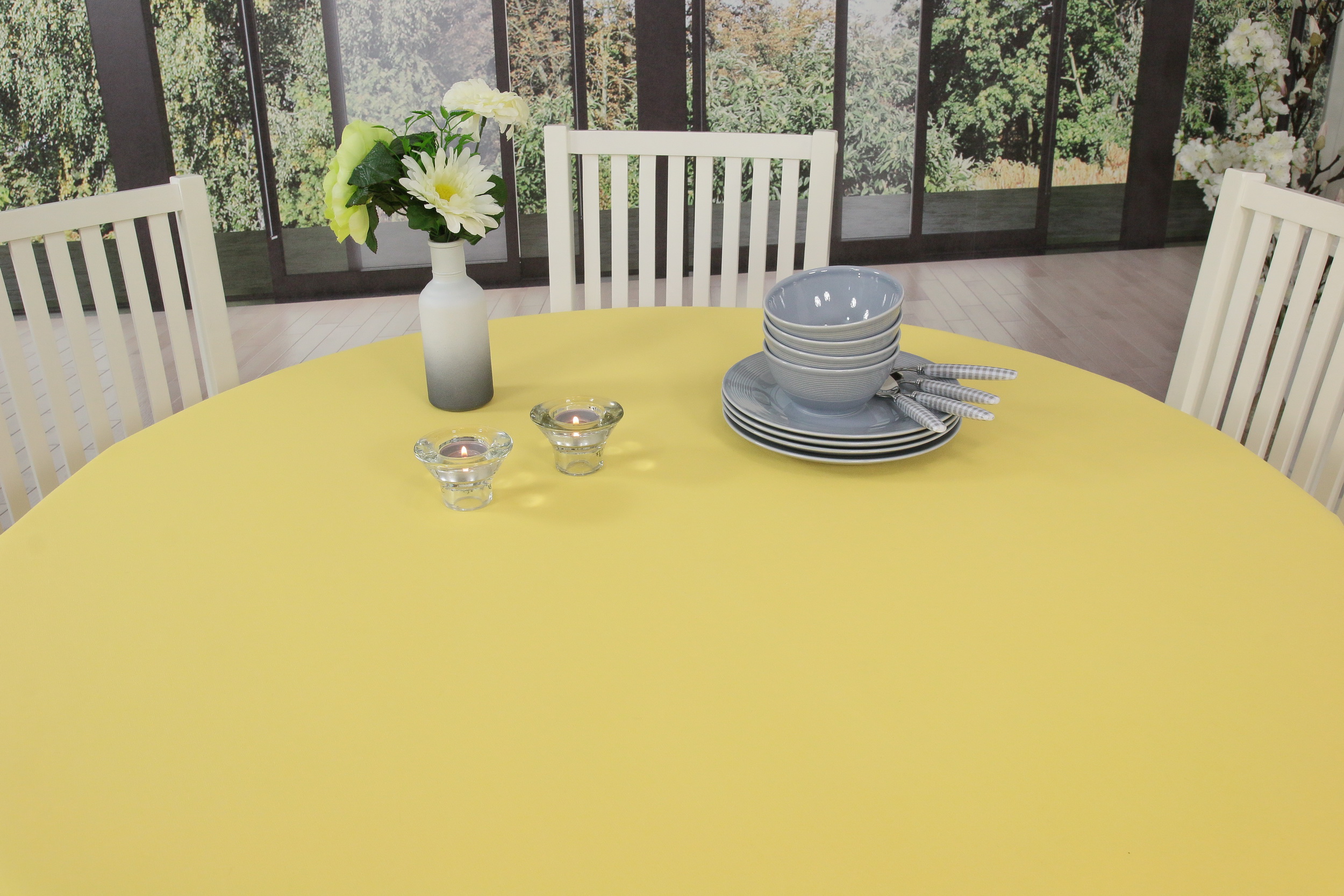 Tischdecke Gelb uni OVAL Breite 180 cm