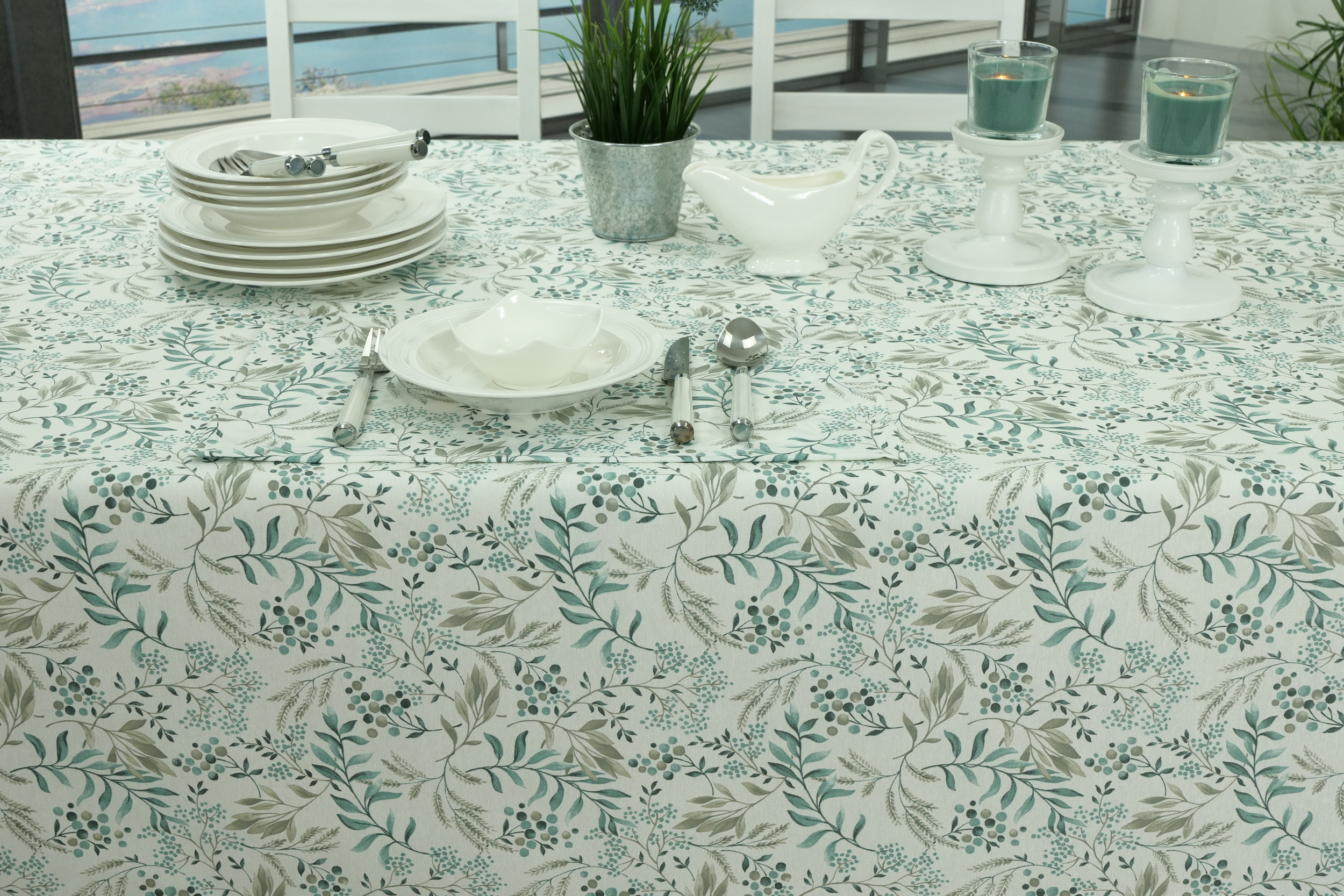 Abwaschbare Tischdecke mit Beeren und Sträuche Muster Arbusto ab 80x80 cm - 138x138 cm QUADRATISCH