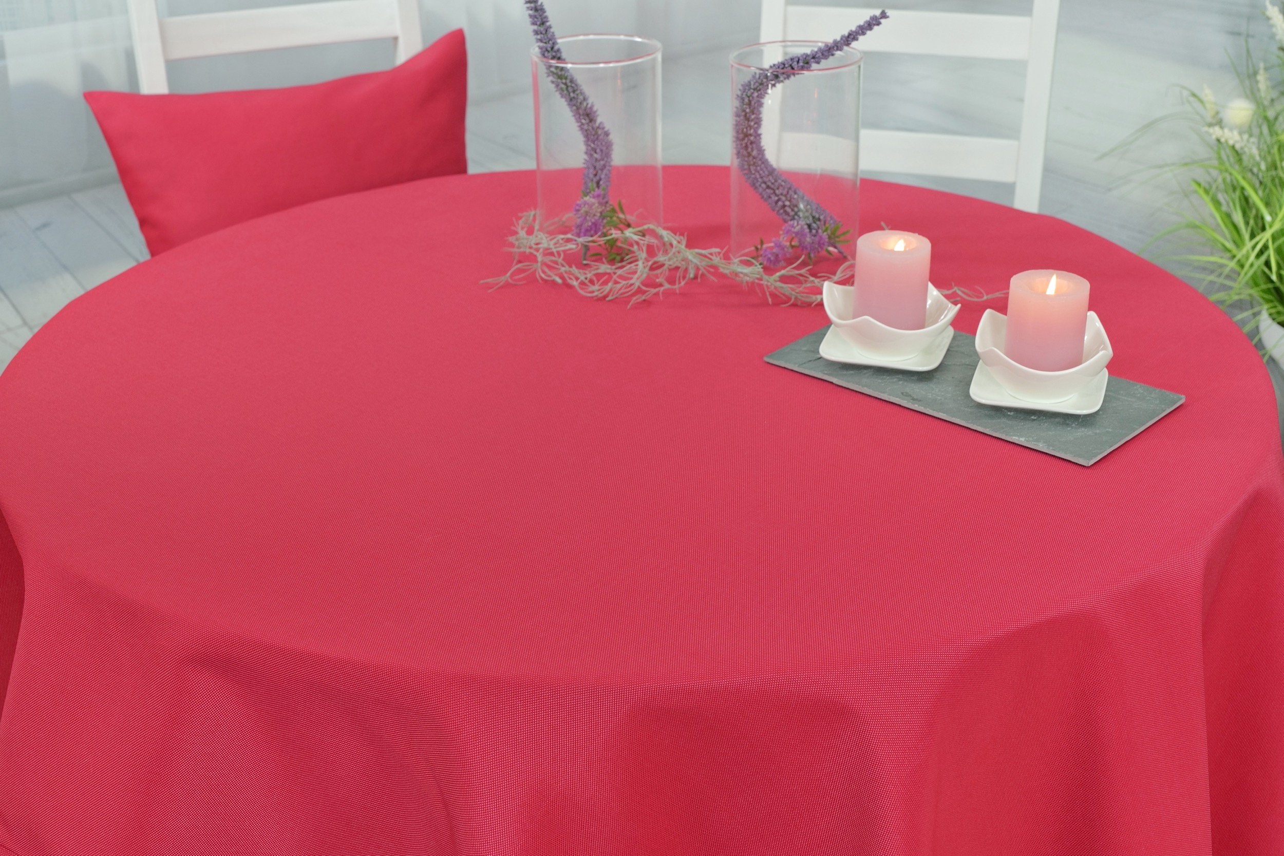 Tischdecke Rot einfarbig Vivaldi ab 80 cm bis 200 cm RUND