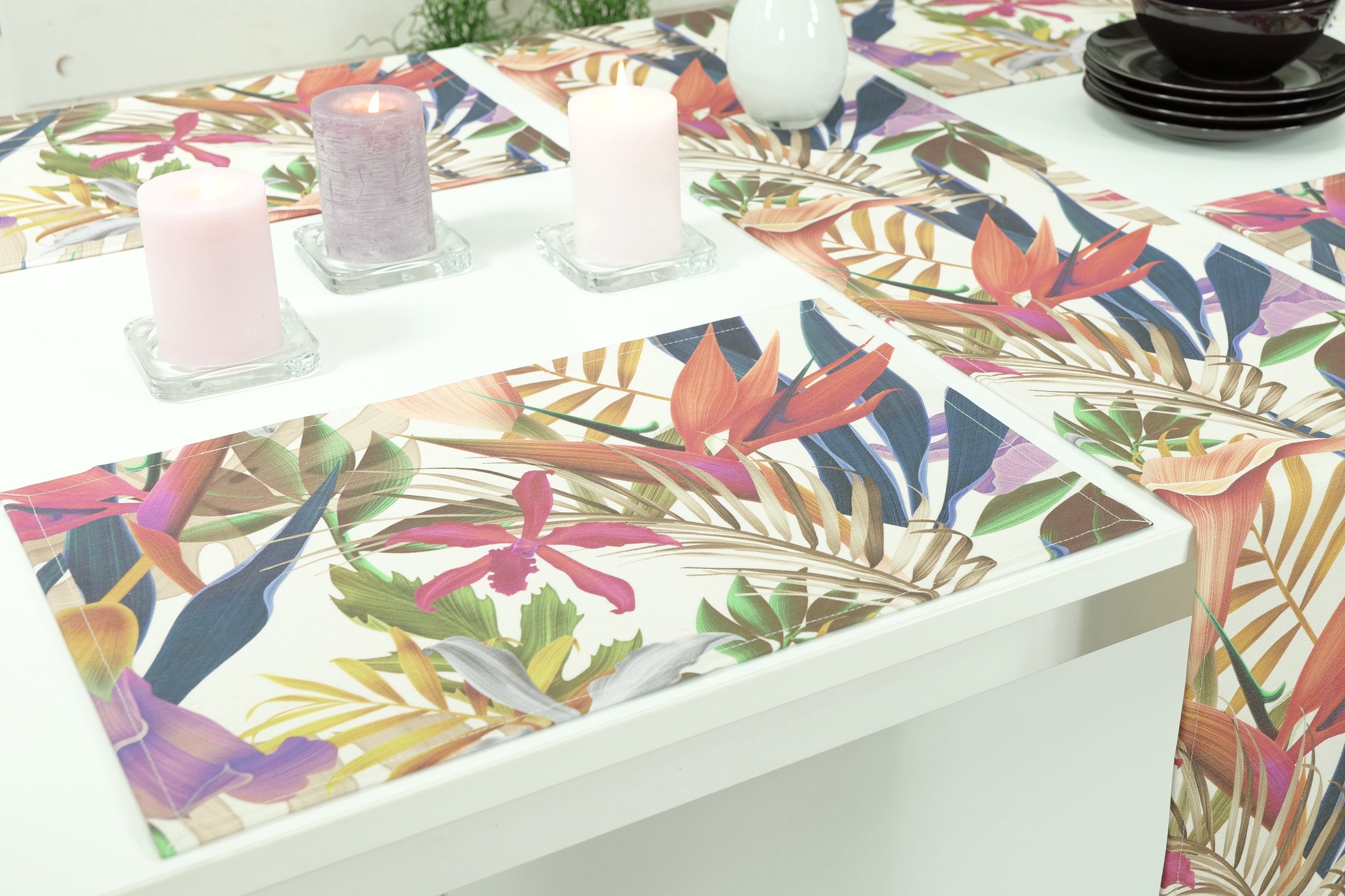 Tischset abwaschbar Muster tropische Pflanzen Paradiso Größe 32x42 cm Platzset