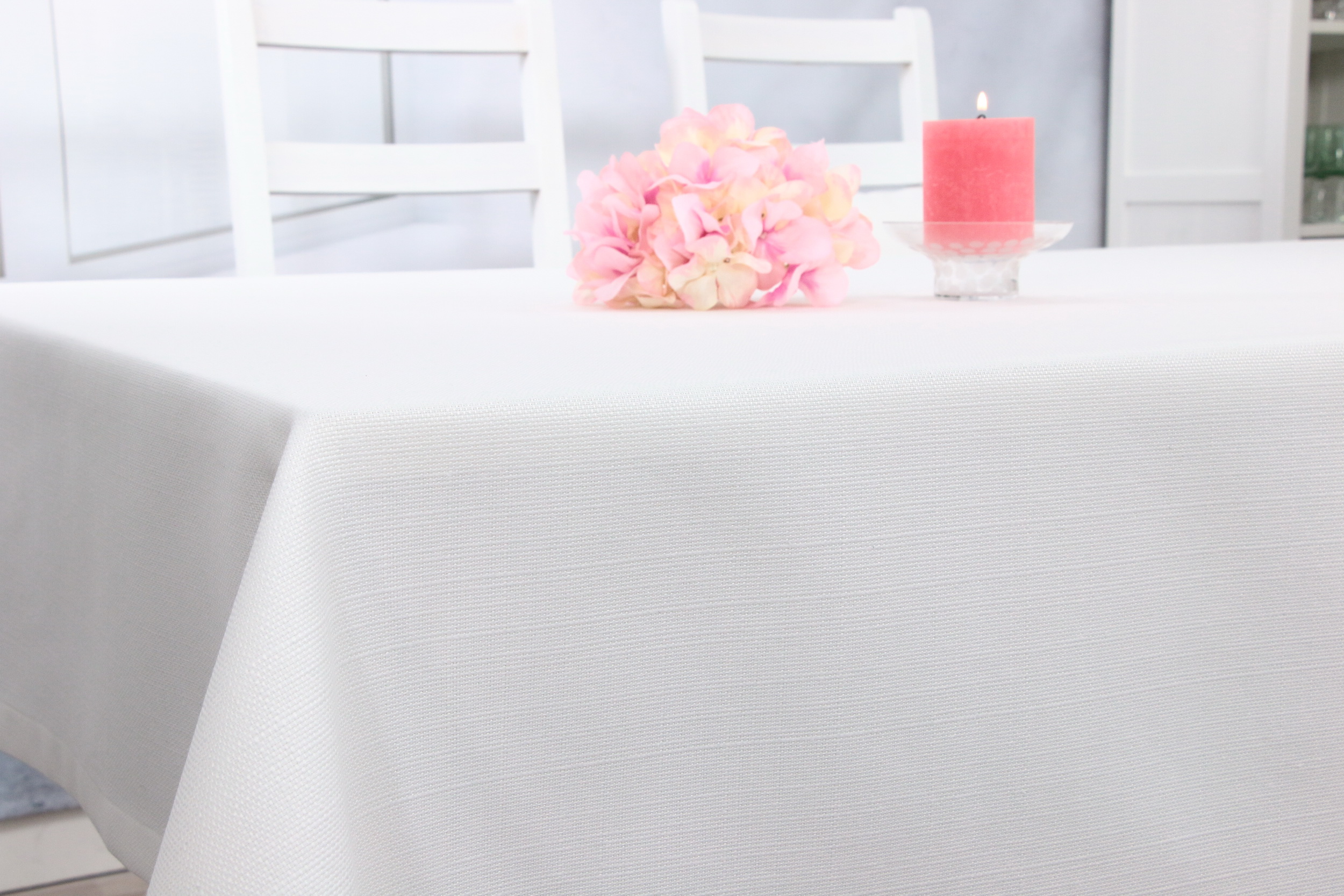 Tischdecke mit Fleckschutz Evita Perlweiß uni Breite 100 cm