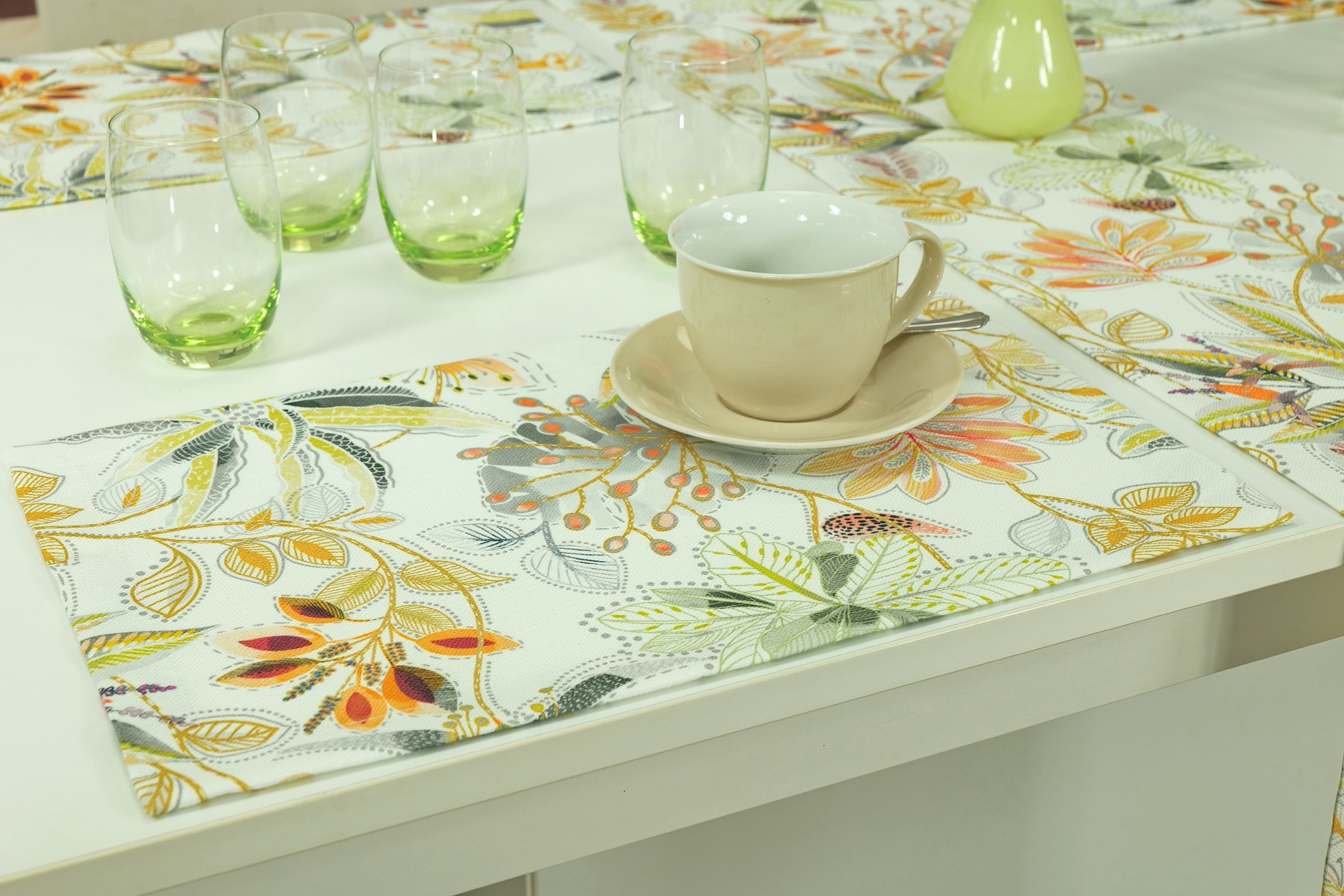 Garten Tischsets fleckgeschützt Muster Blumen Hilde Größe 32x42 cm Platzset