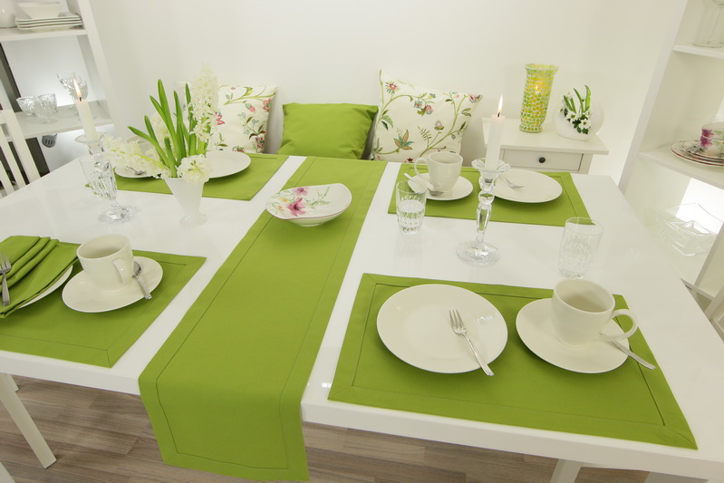 Tischläufer Kiwi Grün basic Breite 40 cm