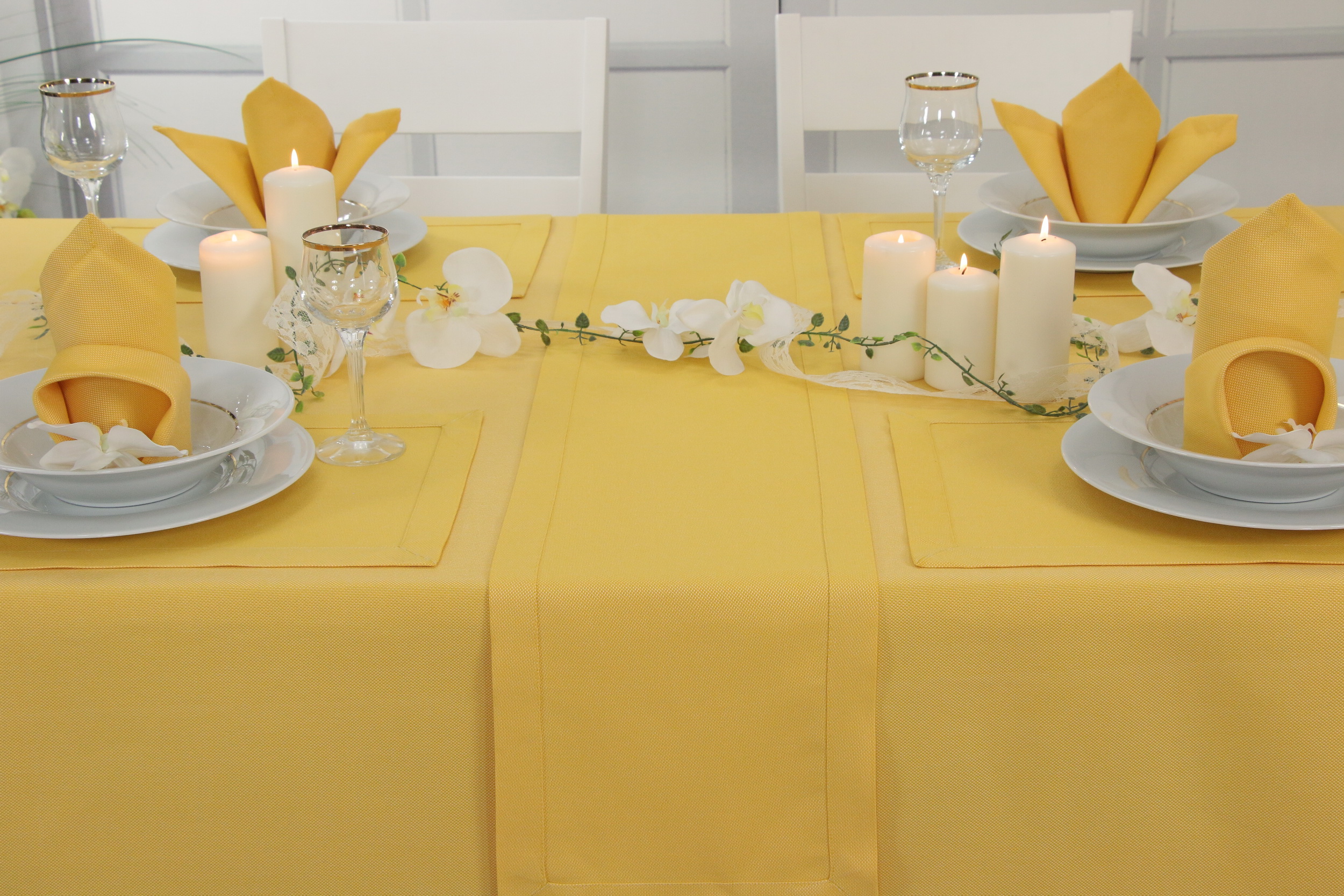 Tischdecke mit Fleckschutz Gelb uni Liberas Breite 120 cm