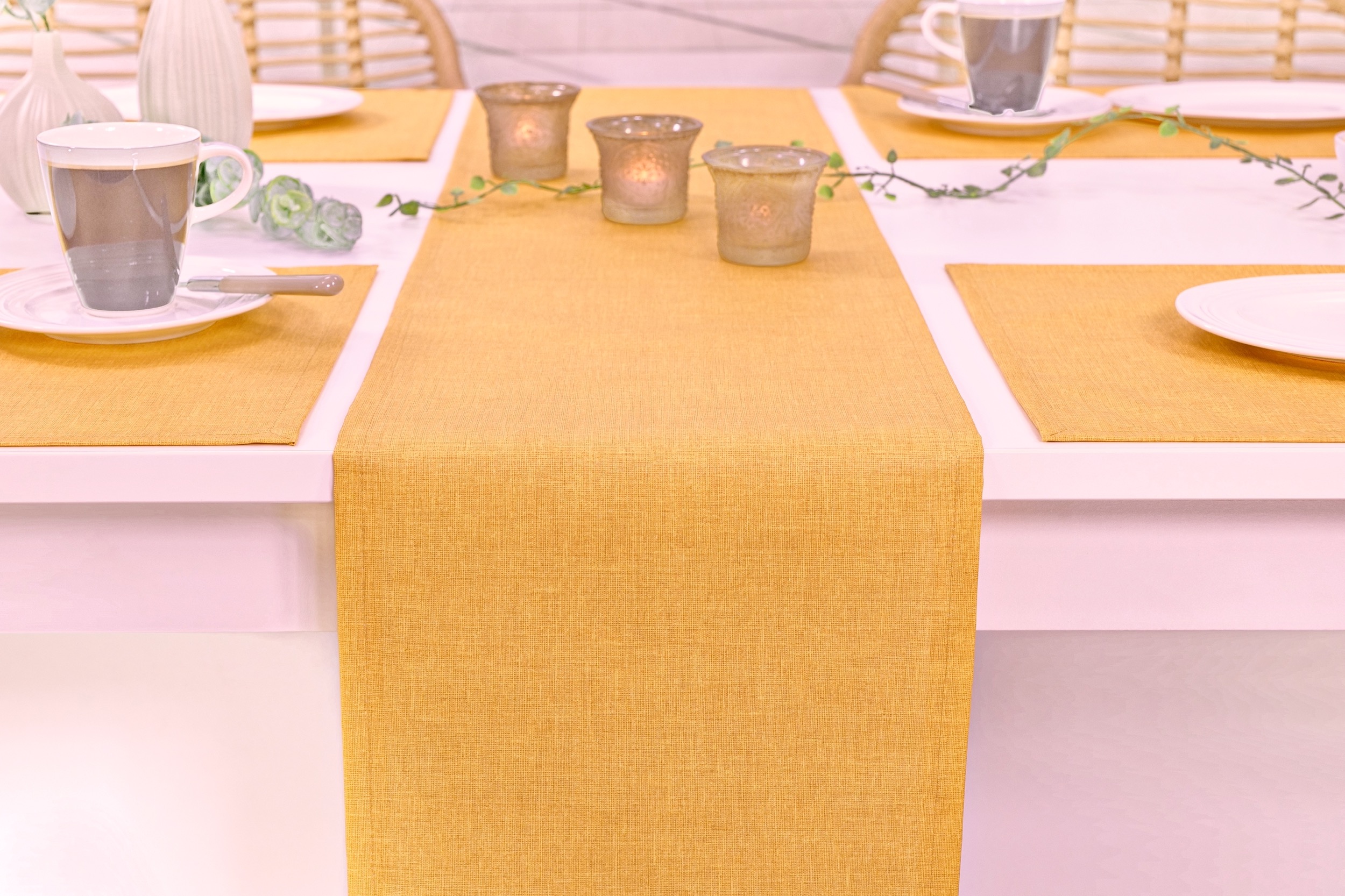 Tischläufer abwaschbar Gelb uni Tessa Breite 25 cm