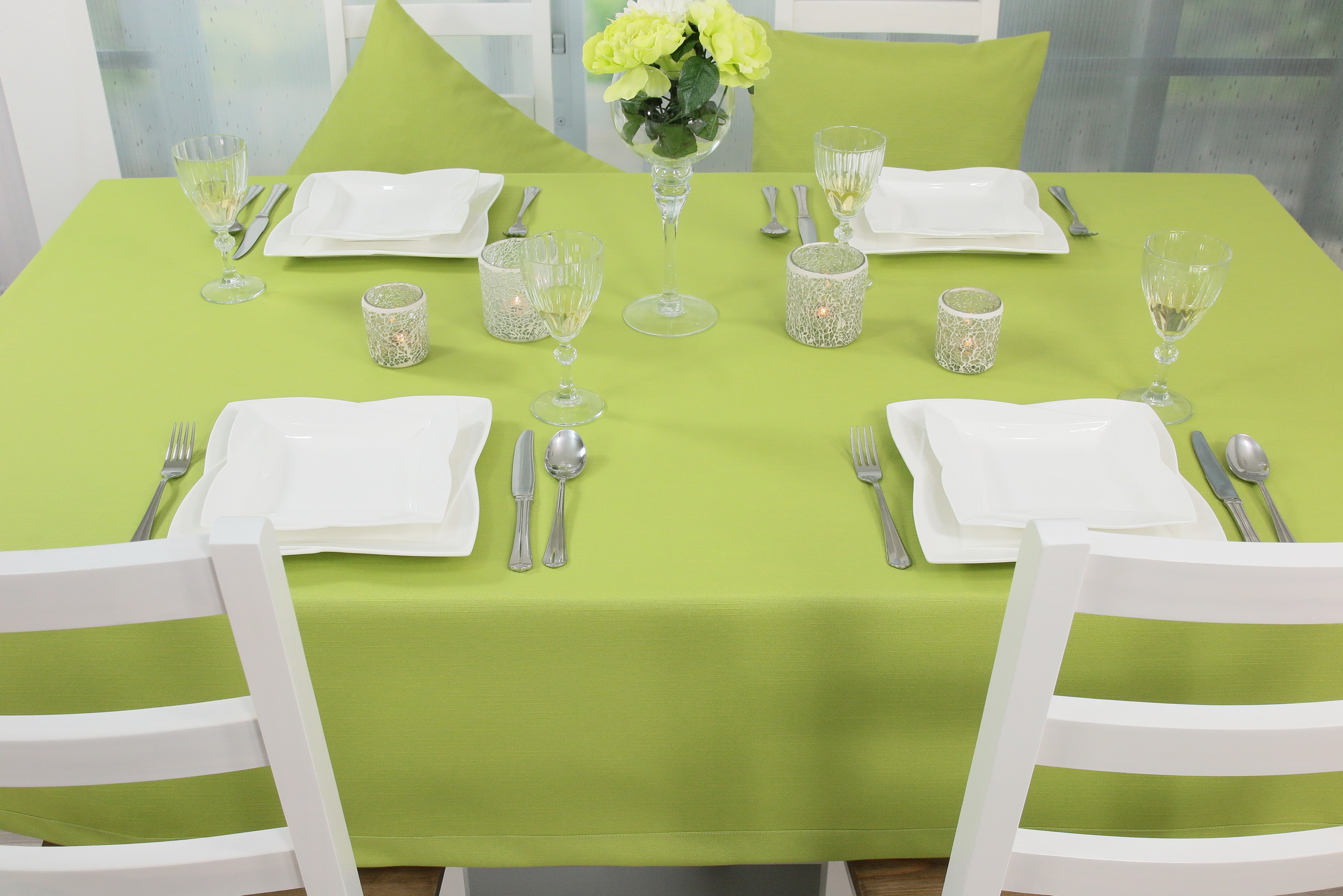 Tischdecke Hellgrün mit Fleckschutz Nia Breite 120 cm