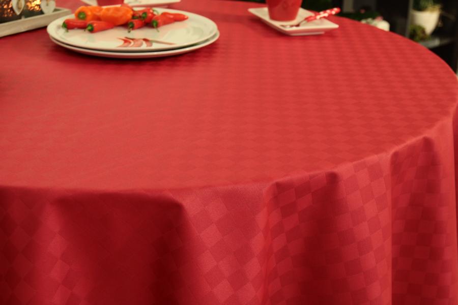 Abwaschbare Tischdecke rot kleines Karo janita Ø 80 cm bis 138 cm RUND