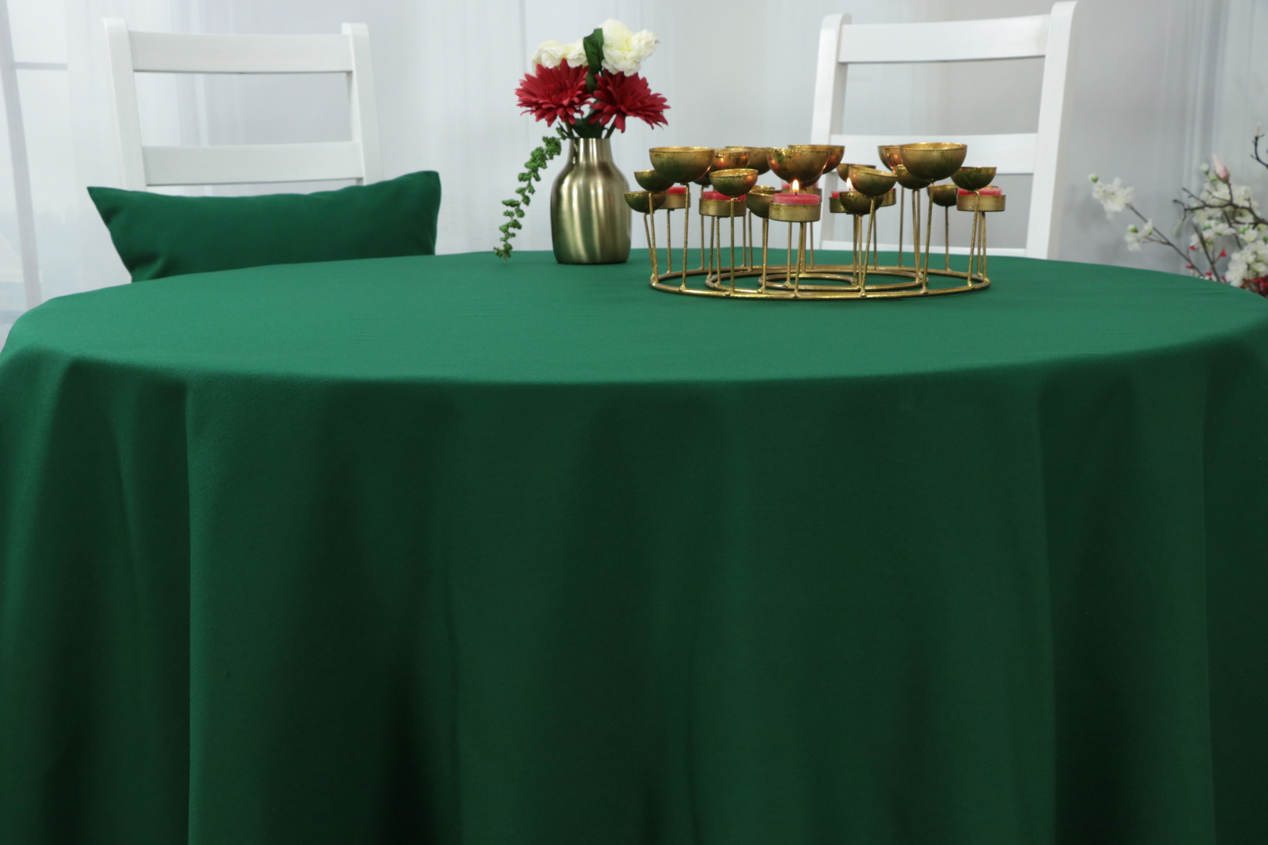 Tischdecke mit Fleckschutz Grün uni Sara ab 80 cm bis 200 cm RUND