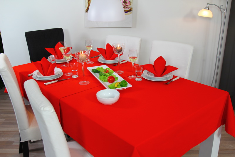 Tischdecke Rot uni Breite 120 cm