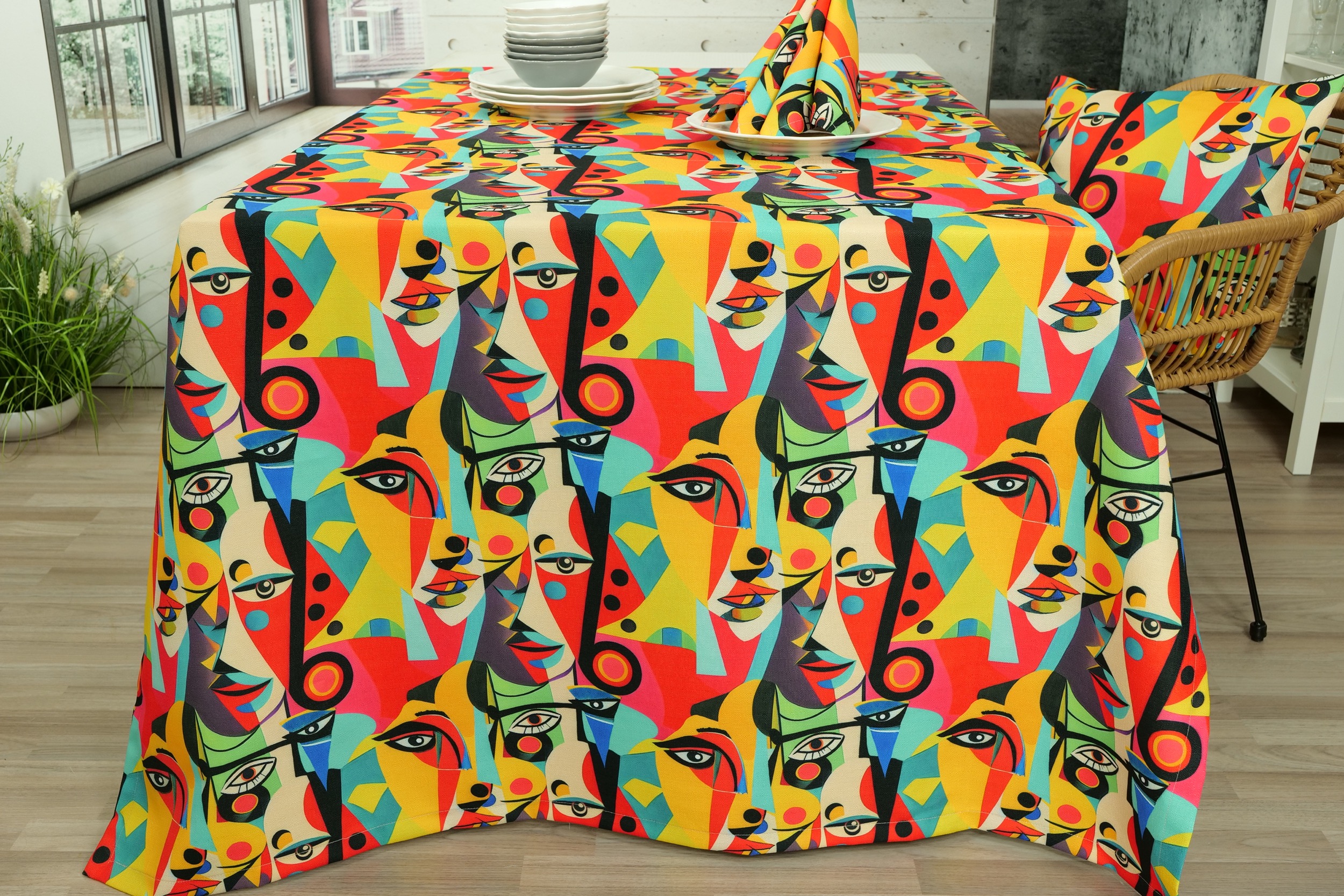 Garten Tischdecke fleckgeschützt grafische Muster Picasso Breite 150 cm