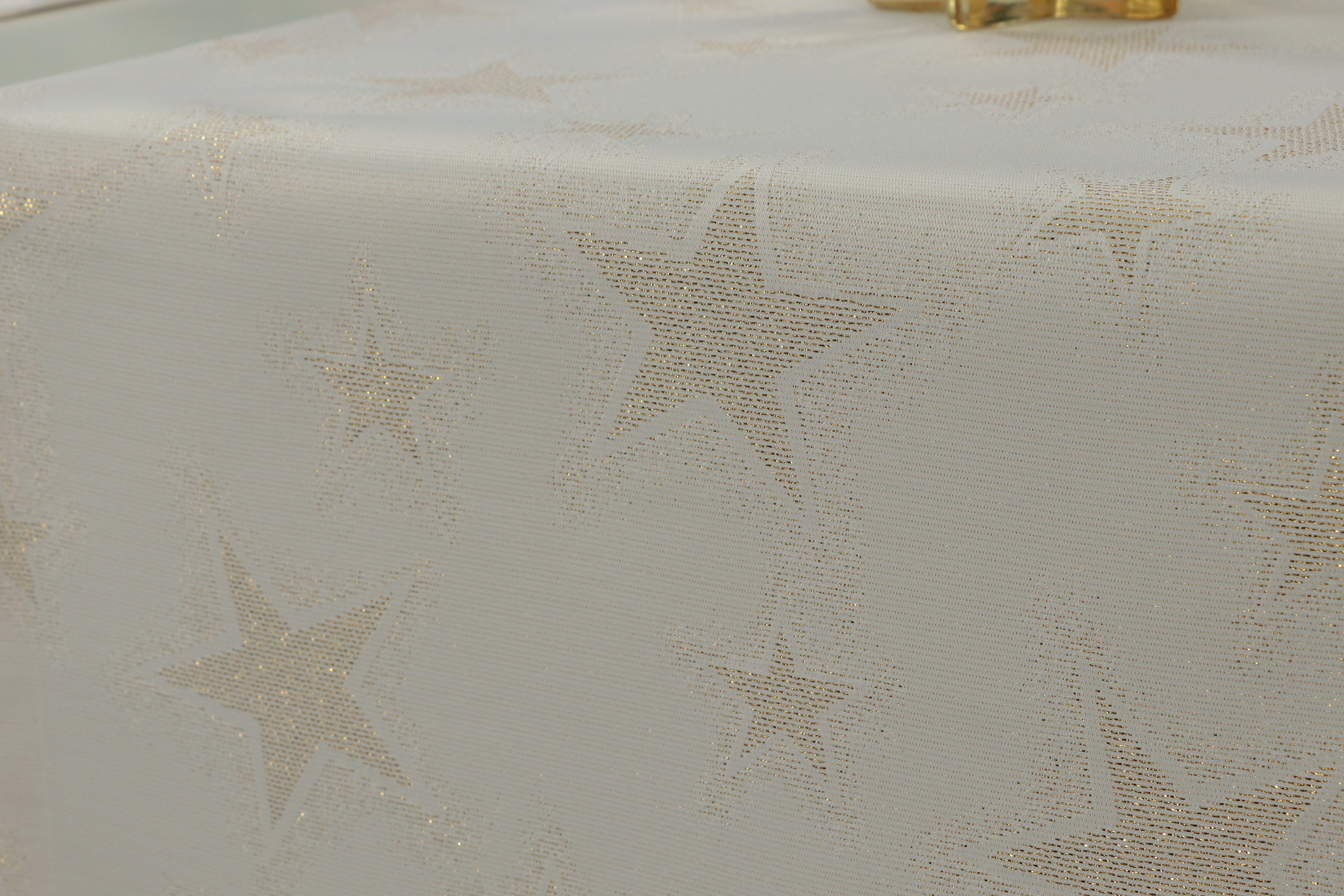 Weihnachtstischdecke mit Fleckschutz Advent champagner goldene Sterne Breite 160 cm