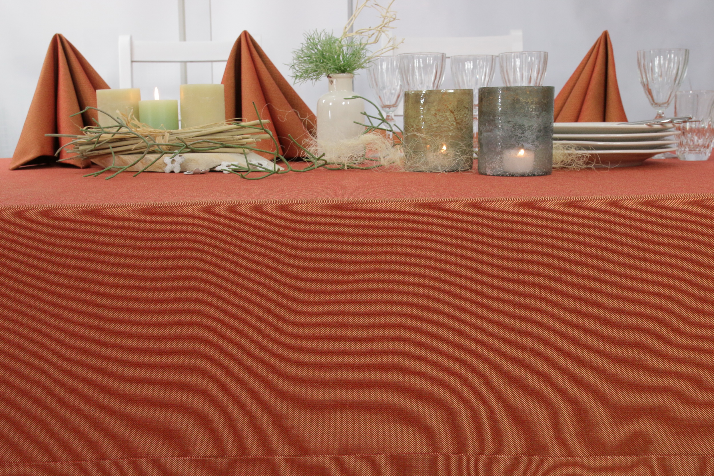 Tischdecke mit Fleckschutz Terracotta einfarbig Liberas Breite 90 cm