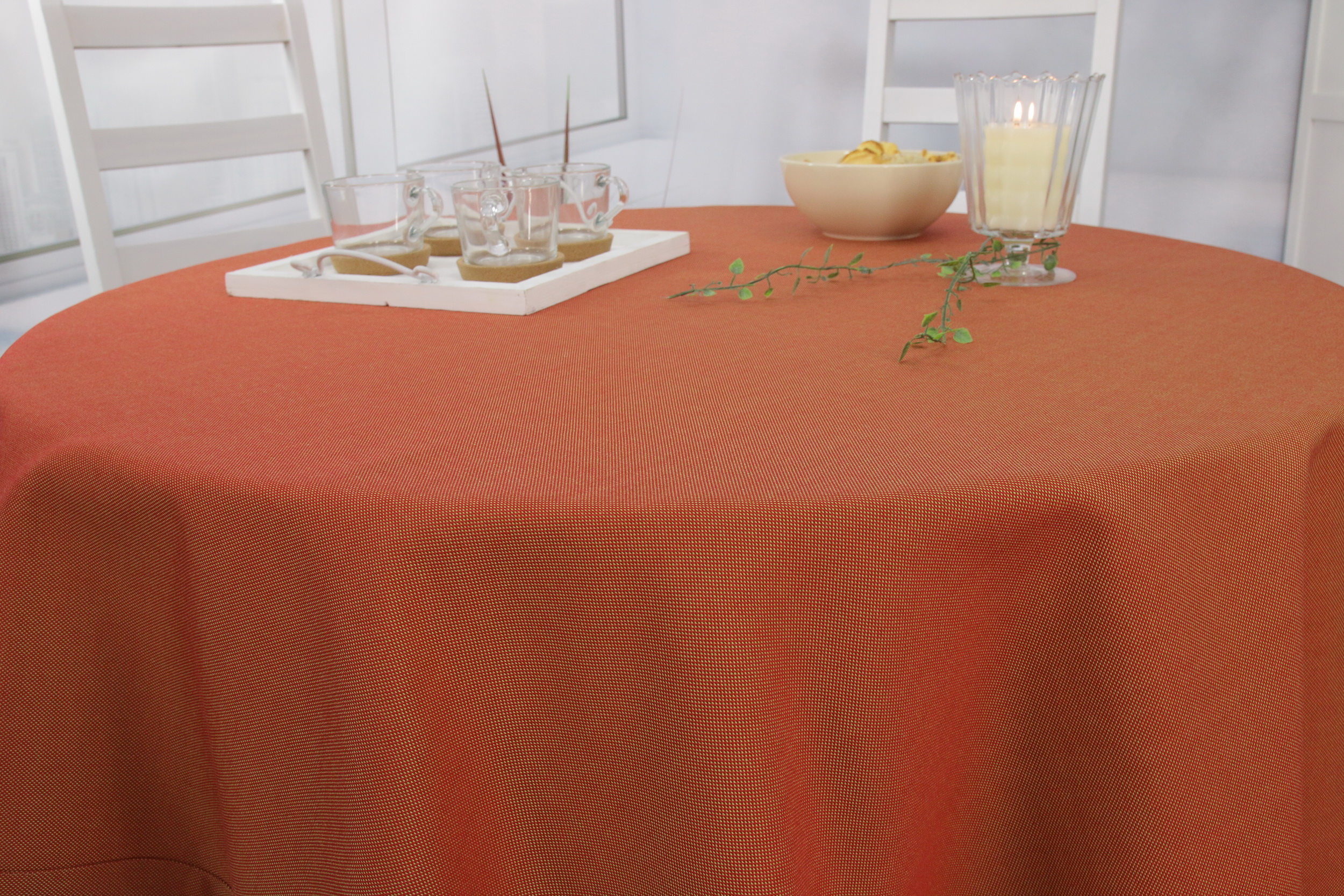 Tischdecke mit Fleckschutz Terracotta einfarbig Liberas ab 80 cm bis 200 cm RUND