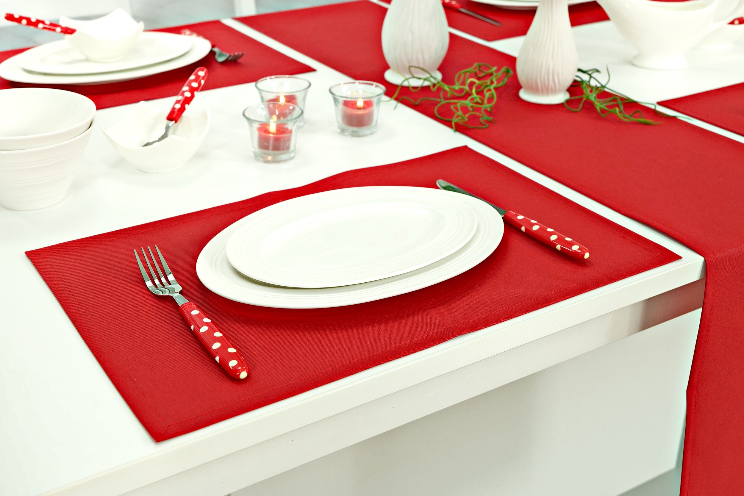 Abwaschbare Tischsets Rot uni Lona Größe 30x48 cm Platzset