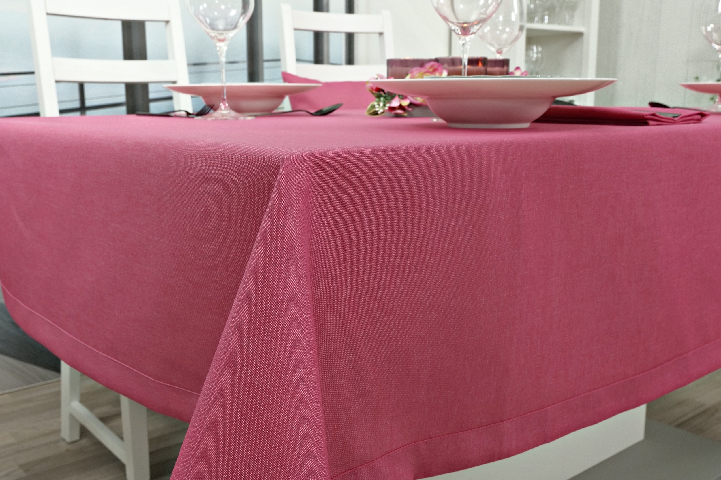 Tischdecke mit Fleckschutz Pink uni Outside Breite 120 cm