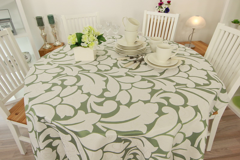 Tischwäsche Queens Smaragdgrün Muster Ø ab 80 cm bis 200 cm RUND
