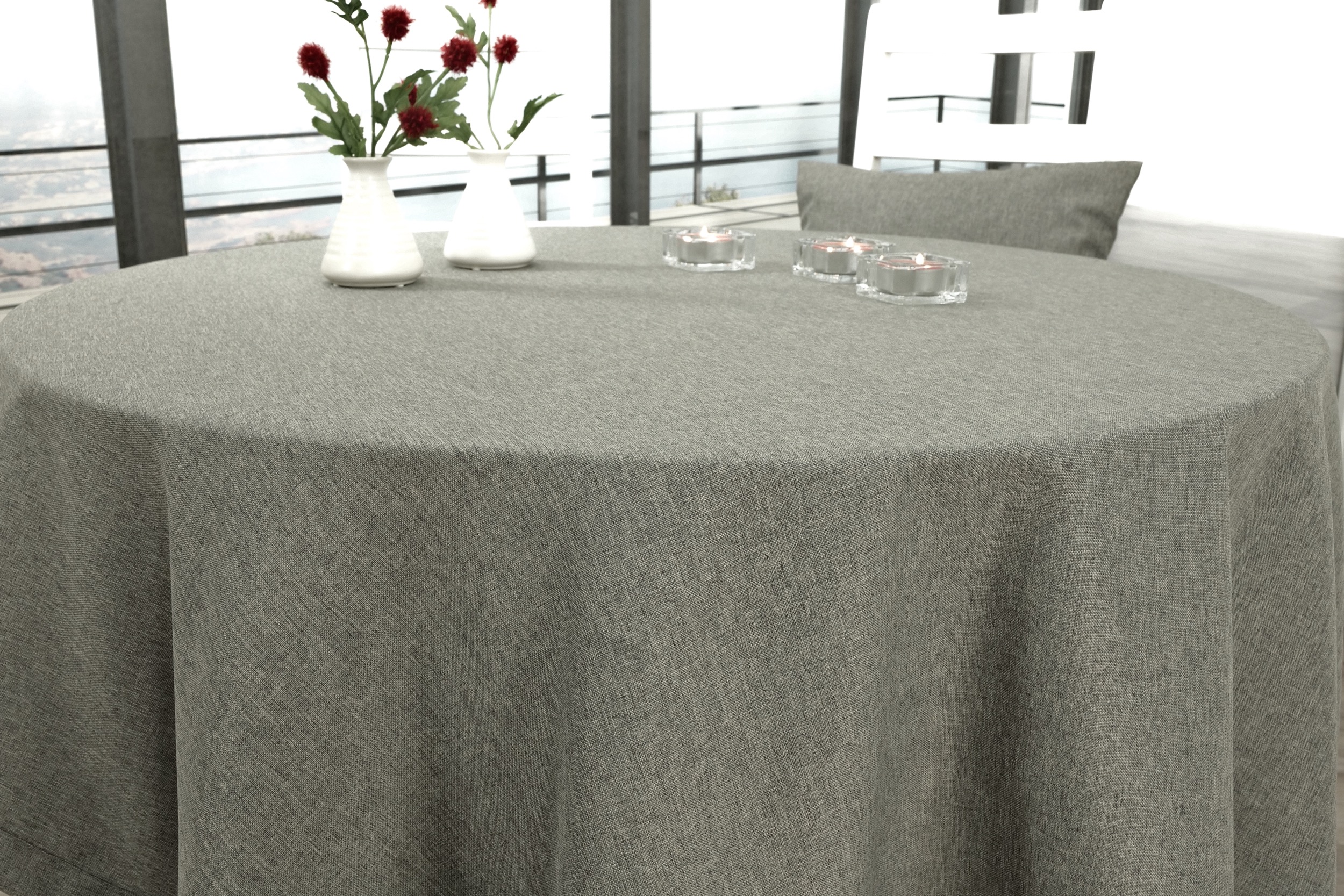 Edle Tischdecke Grau einfarbig Peony ab 80 cm bis 200 cm RUND