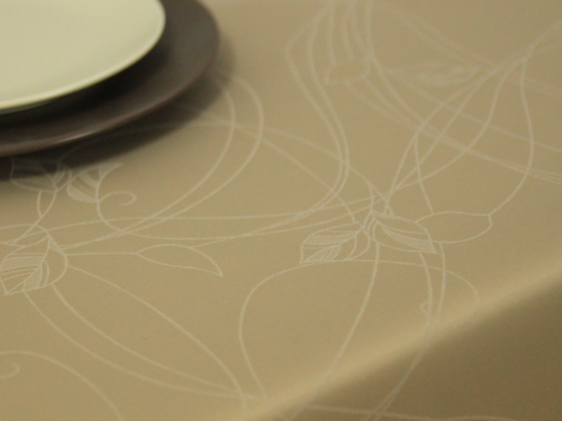 Abwaschbare Tischdecke taupe Muster mona Breite 150 cm