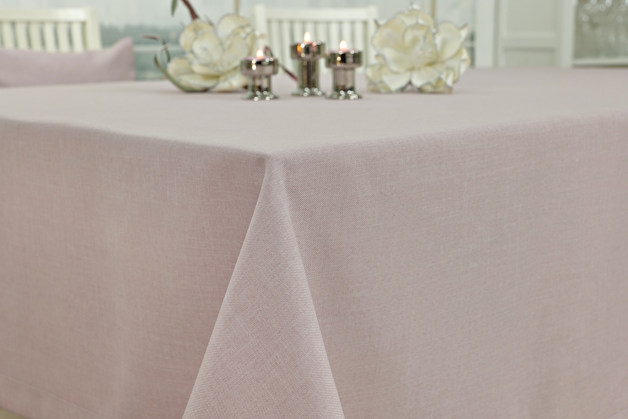 Tischdecke mit Fleckschutz Altrosa uni Leinenoptik Valerie Breite 150 cm